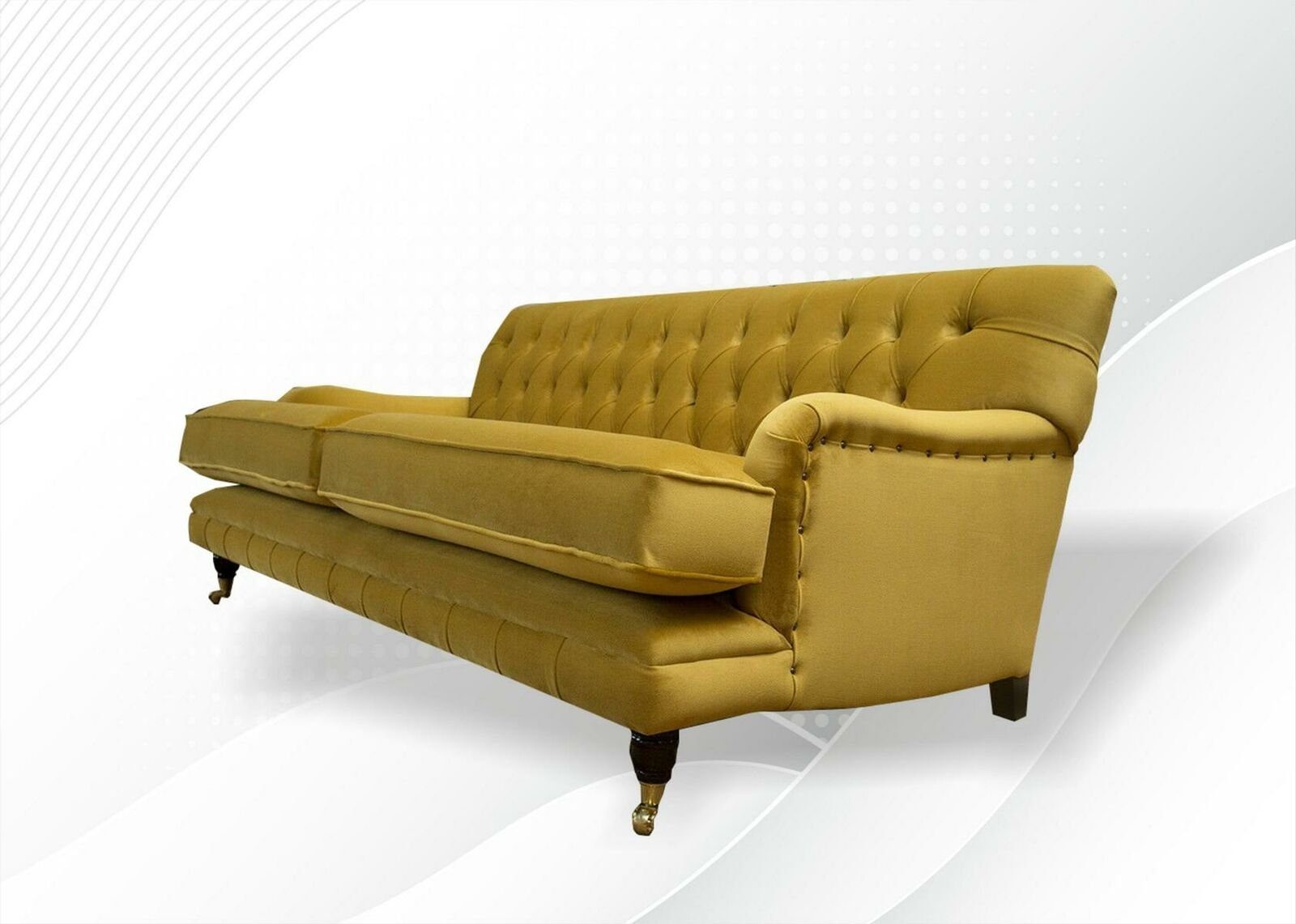 Stoff Sofas Textil Polster Chesterfield JVmoebel Sofa Couchen Chesterfield-Sofa, Gelb Wohnzimmer Neu Design