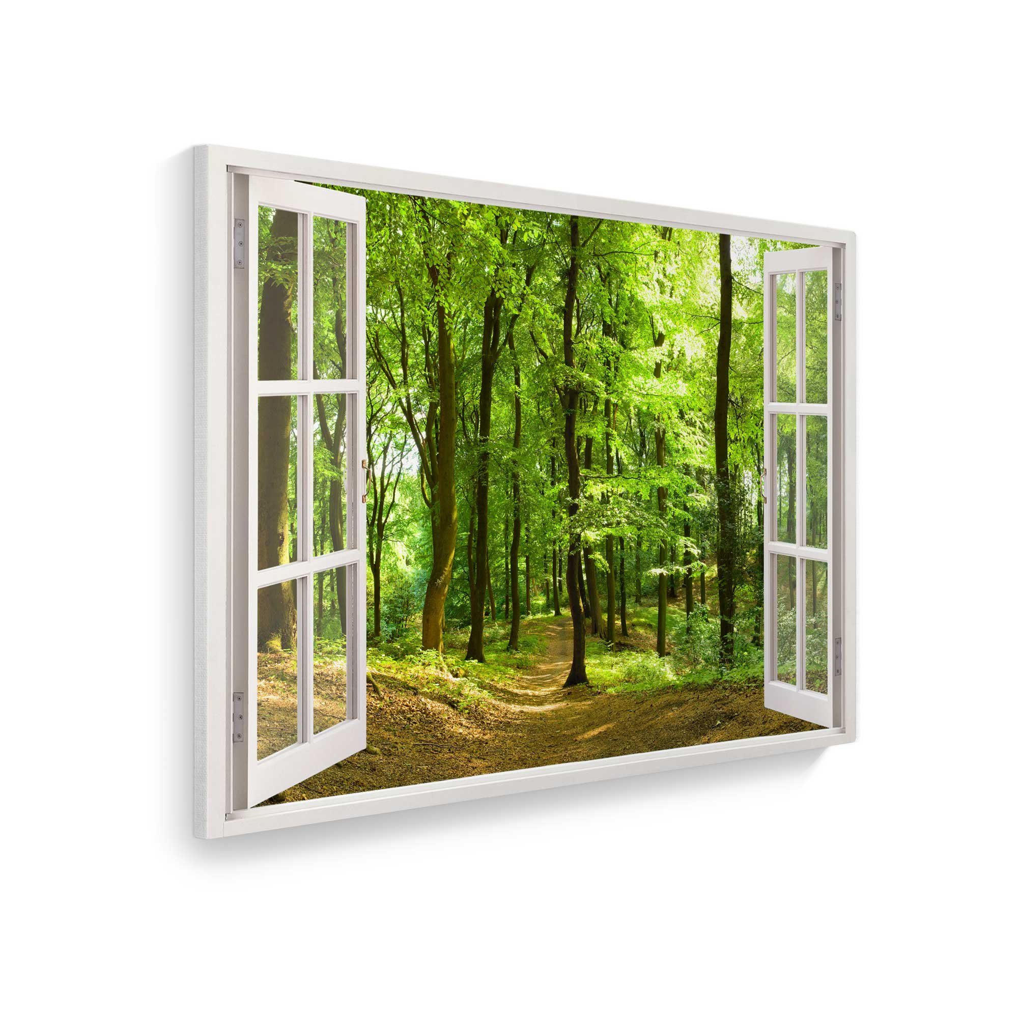 WallSpirit Leinwandbild "Fenster mit Aussicht", Wald, günstig online kaufen