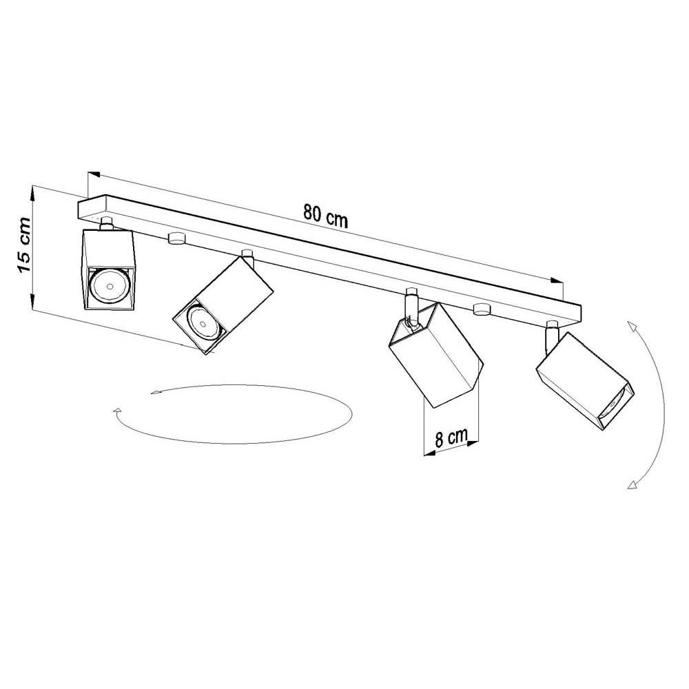 Stahl L Spots verstellbare Deckenspot, LED Weiß nicht Leuchtmittel Deckenlampe inklusive, cm 80 Deckenleuchte etc-shop