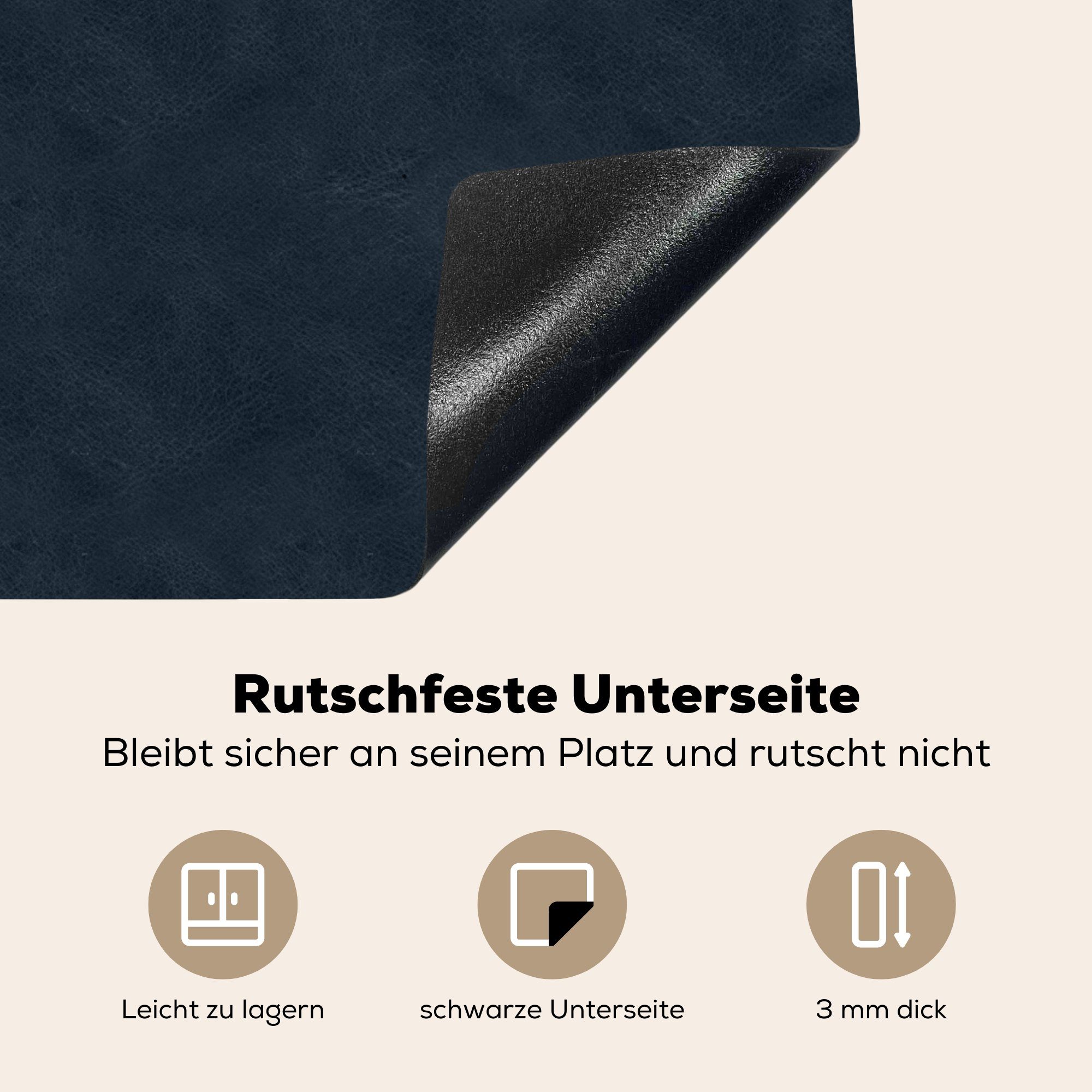 Induktionskochfeld, - Vinyl, MuchoWow Herdblende-/Abdeckplatte - Tierhaut, tlg), Ceranfeldabdeckung Blau Induktionsschutz, 57x51 Leder (1 cm,