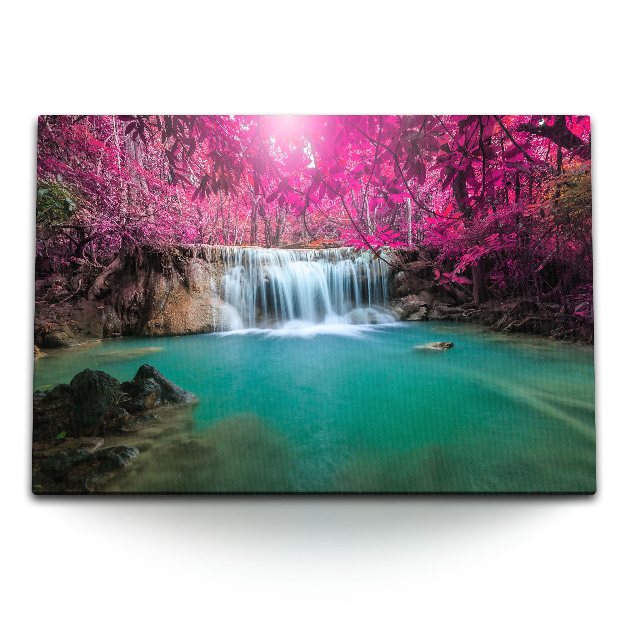 Sinus Art Leinwandbild 120x80cm Wandbild auf Leinwand Thailand Dschungel Wasserfall Natur Was, (1 St)
