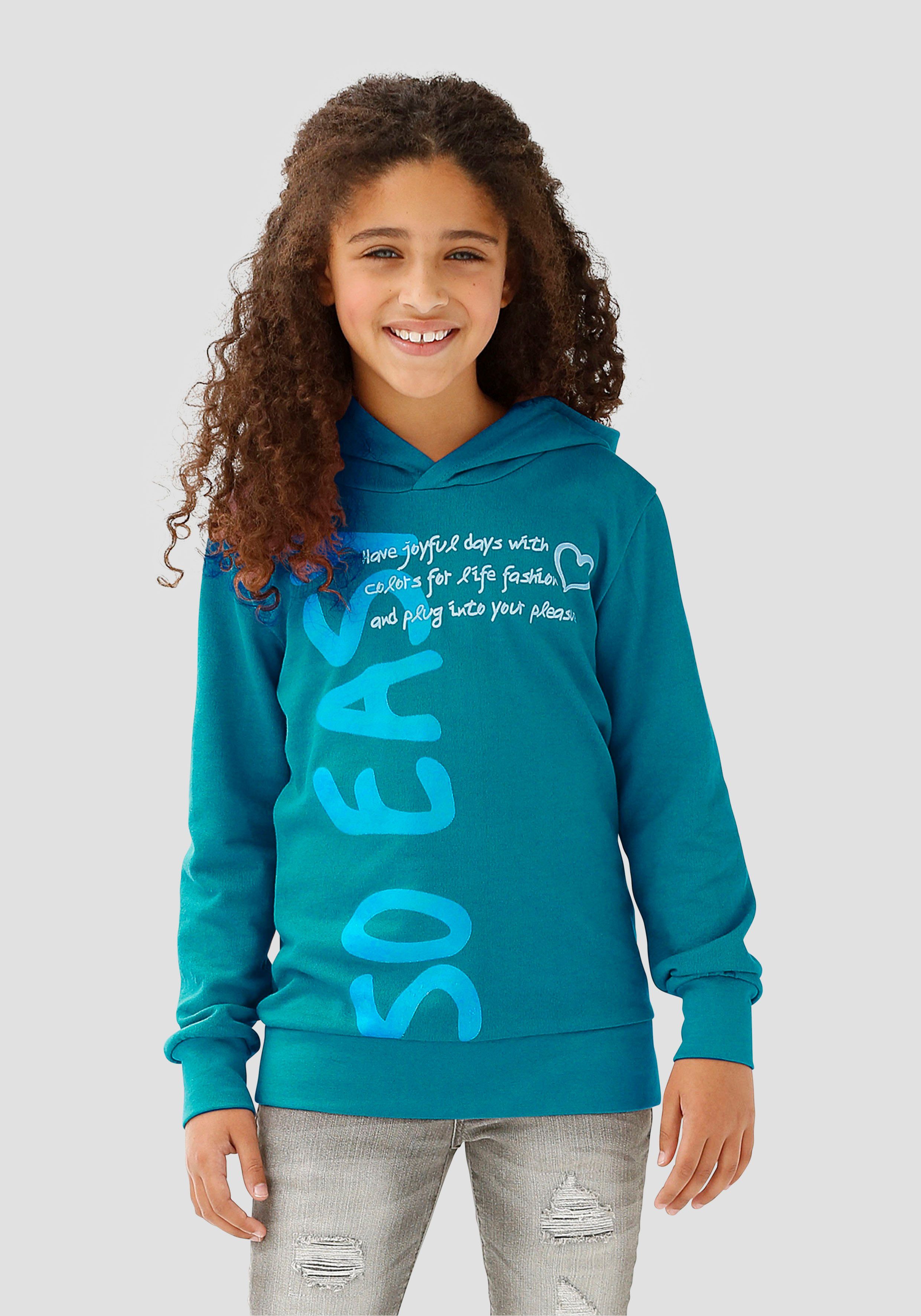 KIDSWORLD Kapuzenshirt SO EASY - Print Langarm, Basic-Passform, mit modischen Drucken