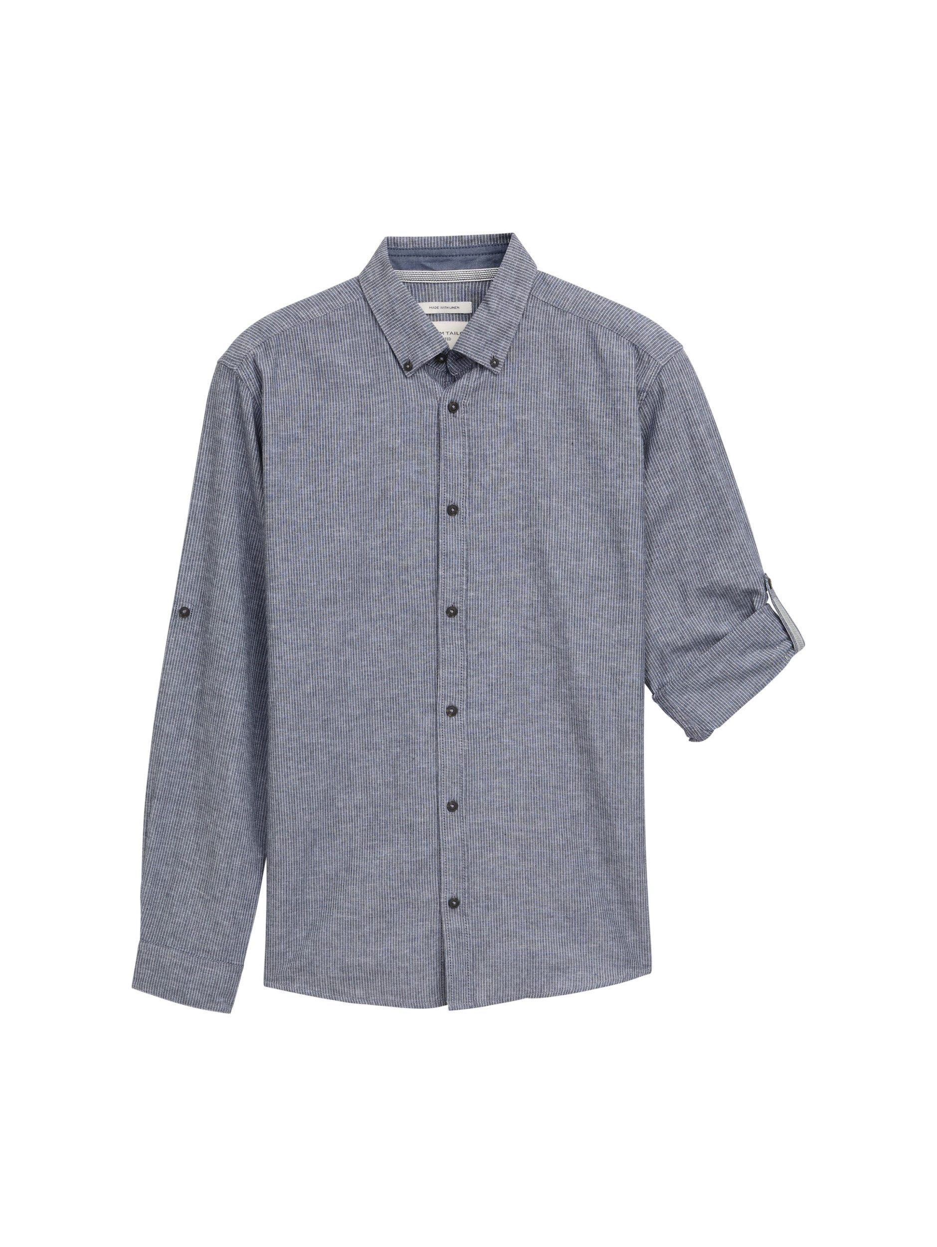 TOM TAILOR Langarmhemd fitted cotton linen shirt