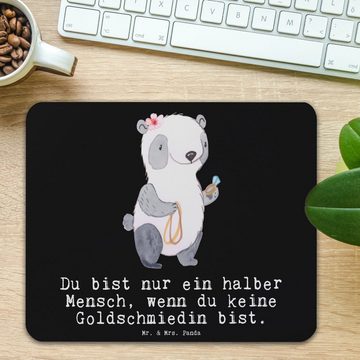 Mr. & Mrs. Panda Mauspad Goldschmiedin Herz - Schwarz - Geschenk, Schmuckgeschäft, Designer Ma (1-St), rutschfest