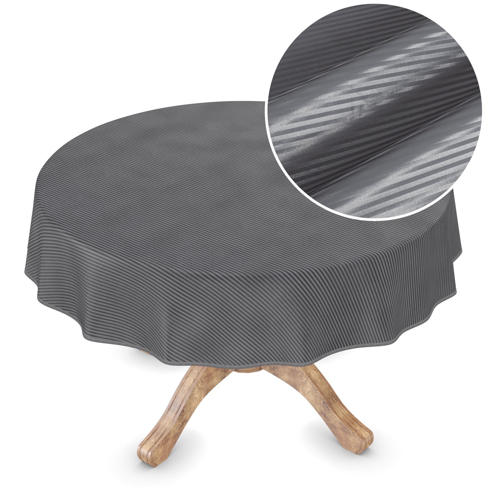 ANRO Tischdecke Wachstuchtischdecke Premium Gartentischdecke (Einzelstück 1-tlg), Geprägt Damast Rund 150cm wasserabweisend