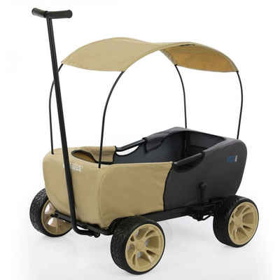 Hauck Bollerwagen Eco Mobil Safari, Transportwagen Handwagen faltbar mit Dach für 2 Kinder, bis 50 kg