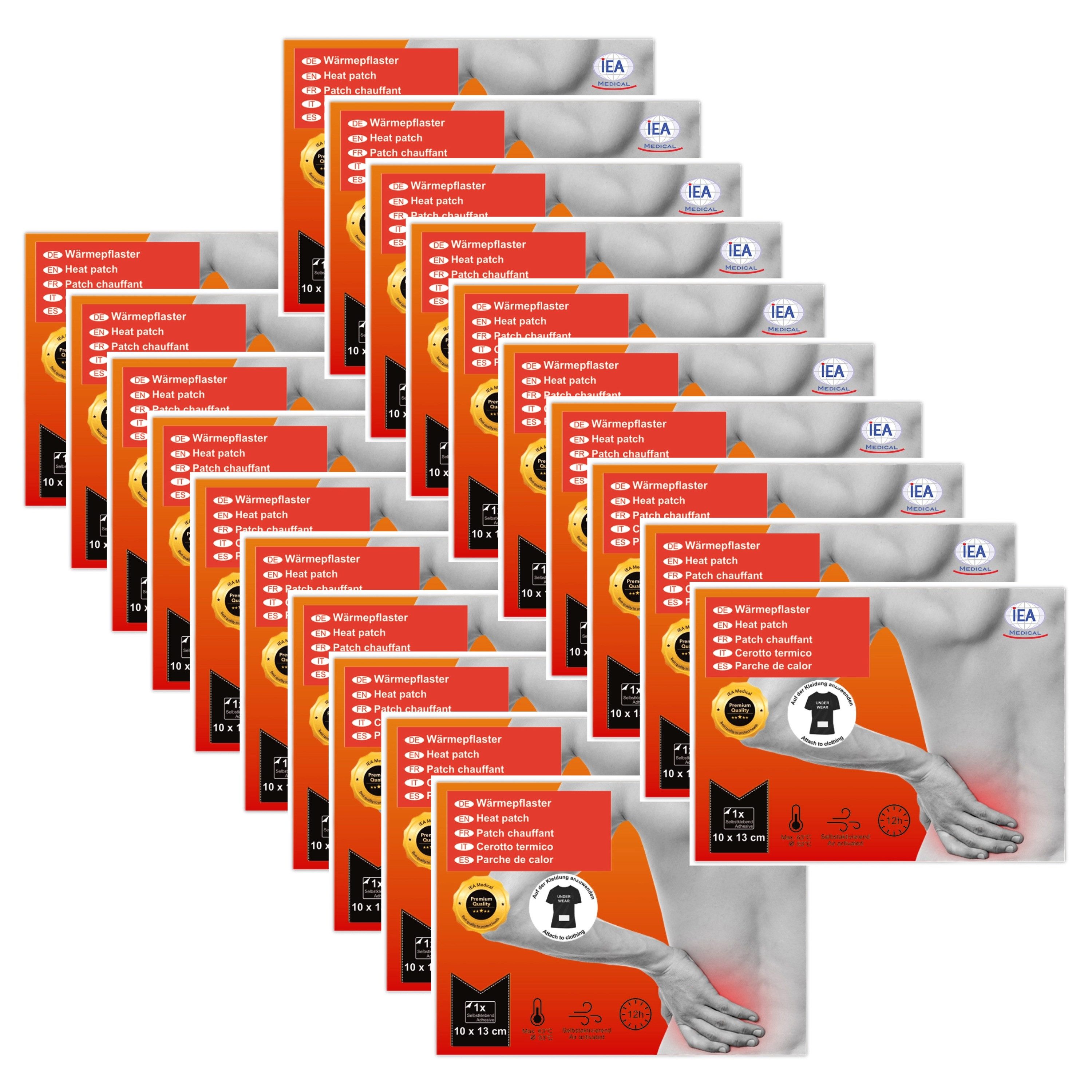 IEA Medical Wärmepflaster Wärmepflaster Tiefenwärme, Wärmepflaster Rücken, selbstklebend (Set, 20 St), Wärmepads Rücken, bei Muskel- und Gelenkschmerzen, Pain Relief Patch