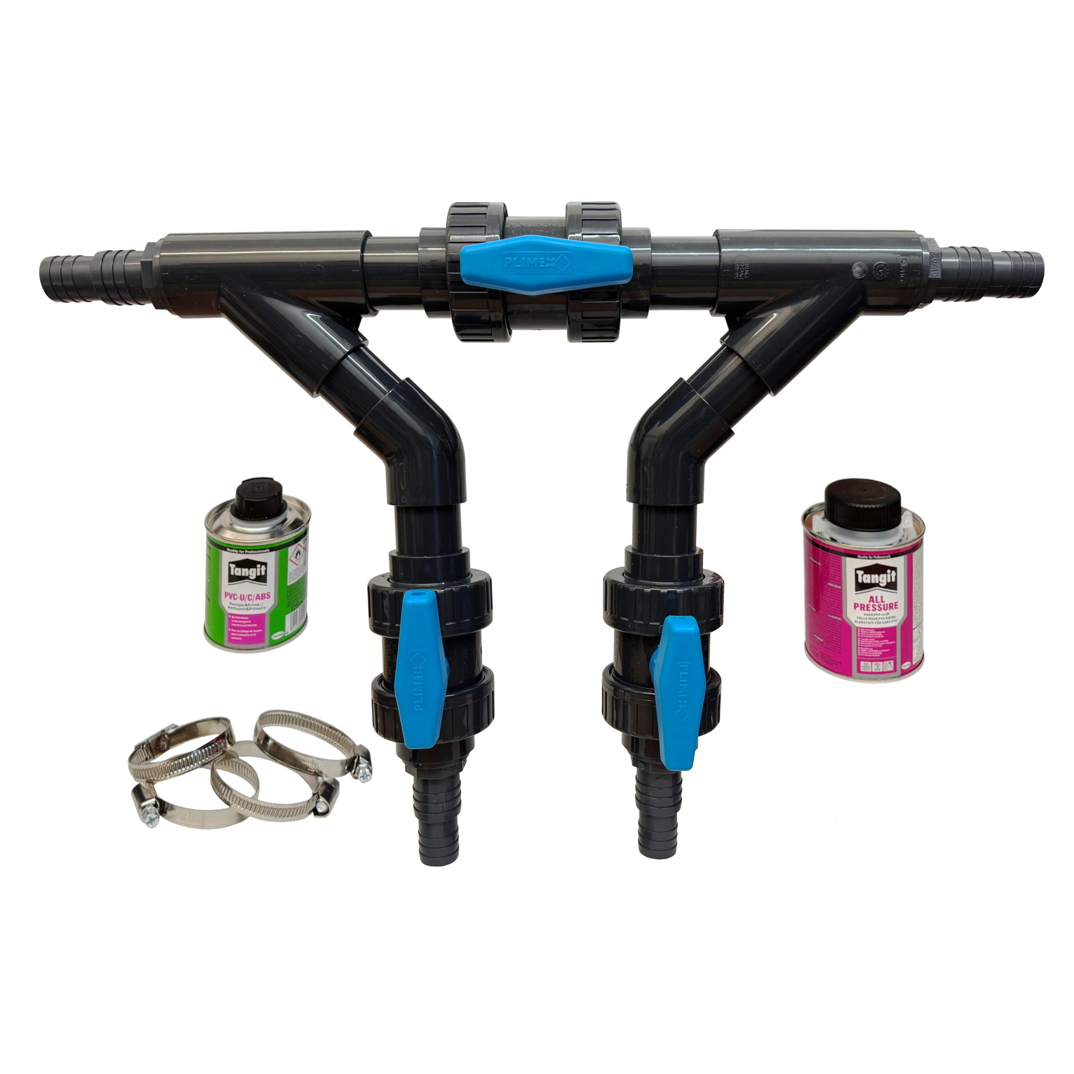 HAF Bypass-Set Bypass Set 45 Grad Pool Solar Heizung Wärmepumpe Solarkollektor, (Optimale Regulierung des Wasserdurchflusses, Mit 32mm und 38mm Schlauchanschluss), Anschluss von Pool Wärmepumpe & Poolheizung