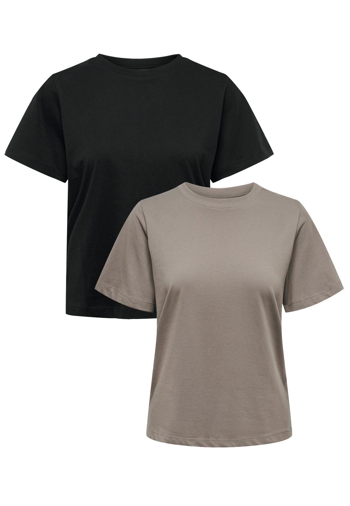 JACQUELINE de YONG T-Shirt Basic T-Shirt 2-er Set VMPAULA (2-tlg) 5417 in Braun