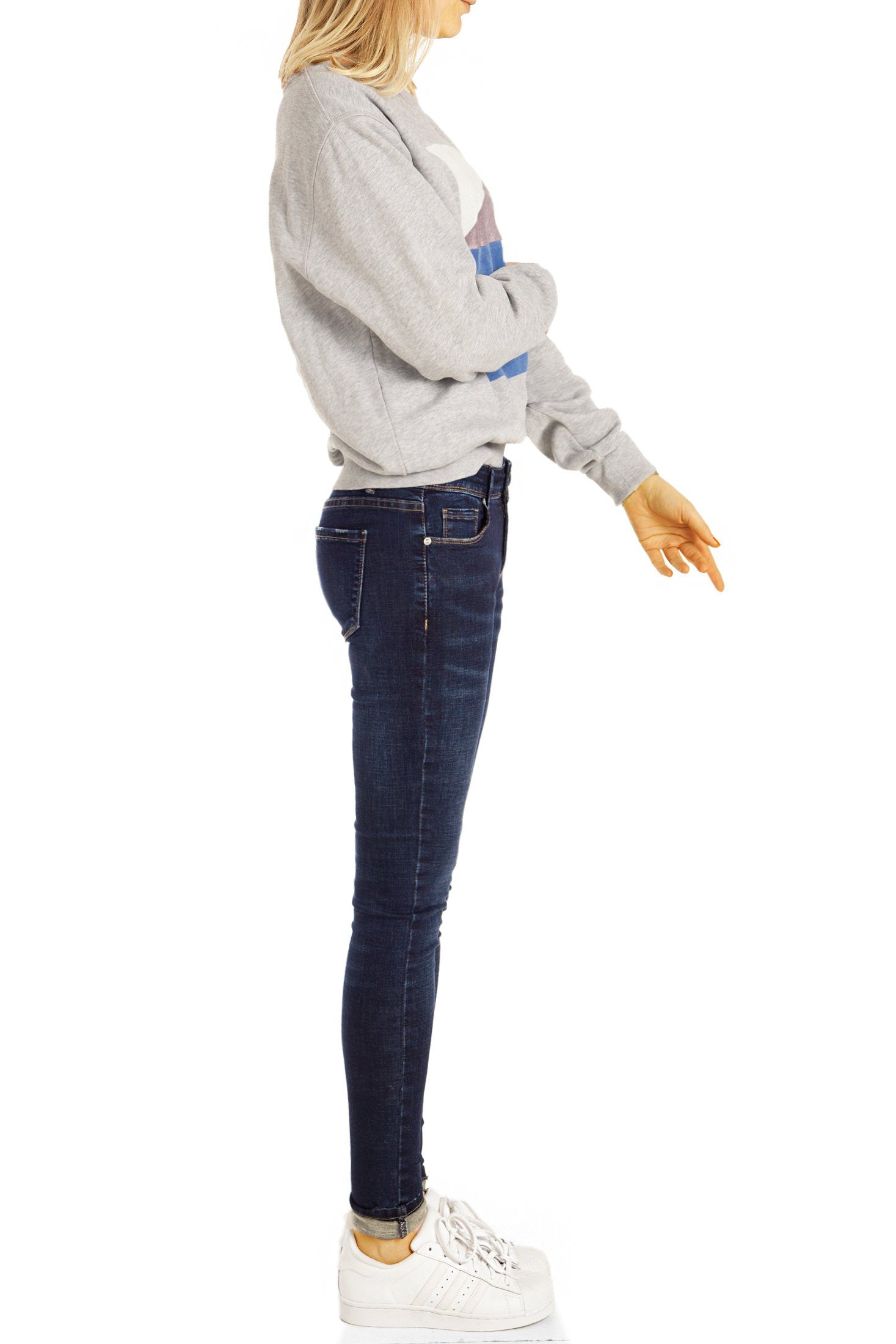 Skinny-fit-Jeans - Damen Stretch-Anteil, Hosen dunkelblau Jeans Röhrenjeans Skinny be styled mit stretch j15k-2 5-Pocket-Style - Hüftjeans Fit