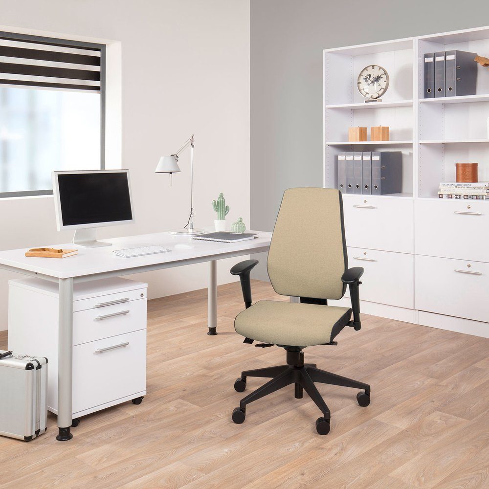 ergonomisch Schreibtischstuhl Profi (1 500 hjh OFFICE PRO-TEC Stoff Drehstuhl St), Beige Bürostuhl