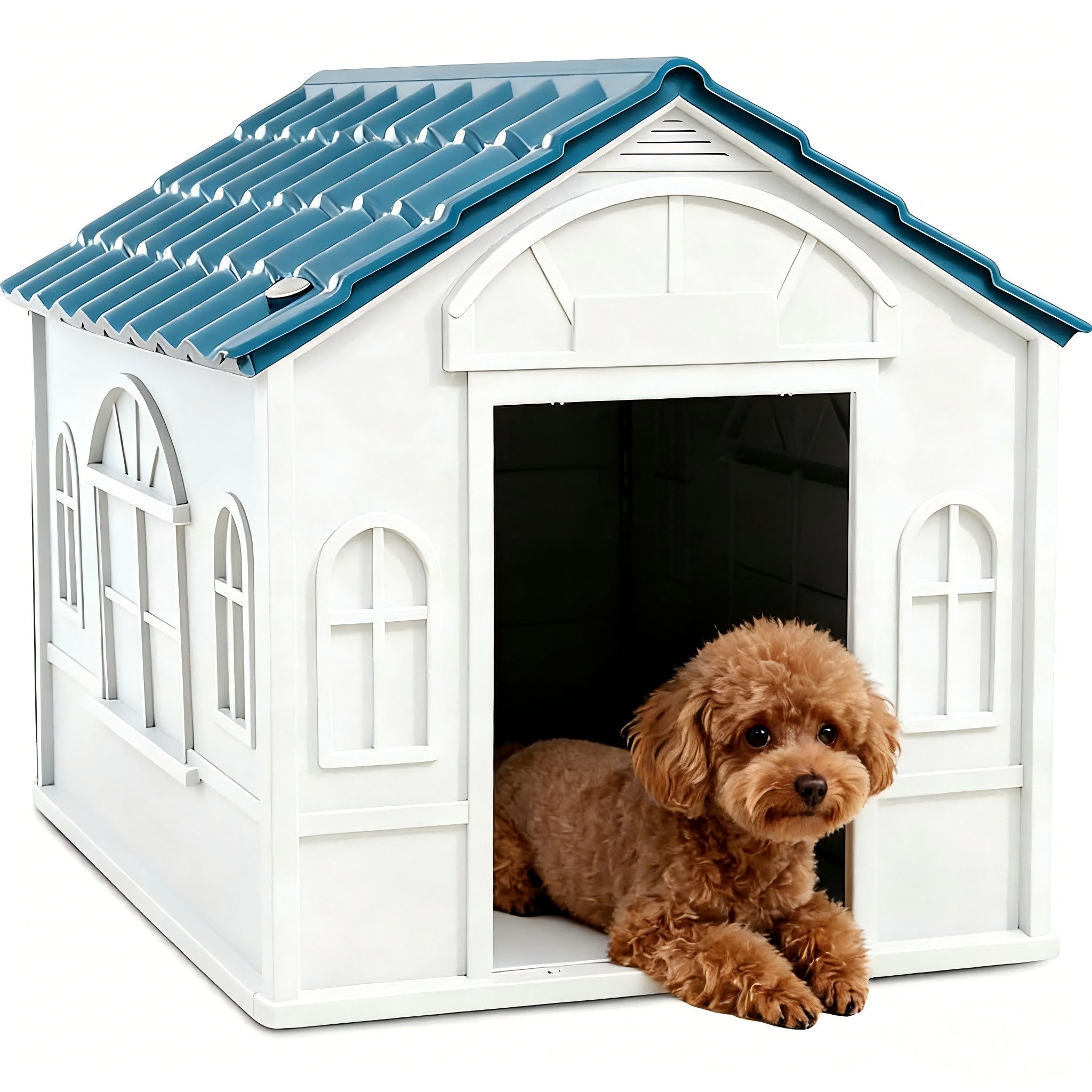 BlingBin Hundehütte Hundehaus mit Satteldach, wetterfest Kleintierhaus für Hunde, Hundehütte Outdoor für mittelgroße Hunde unter 20 kg