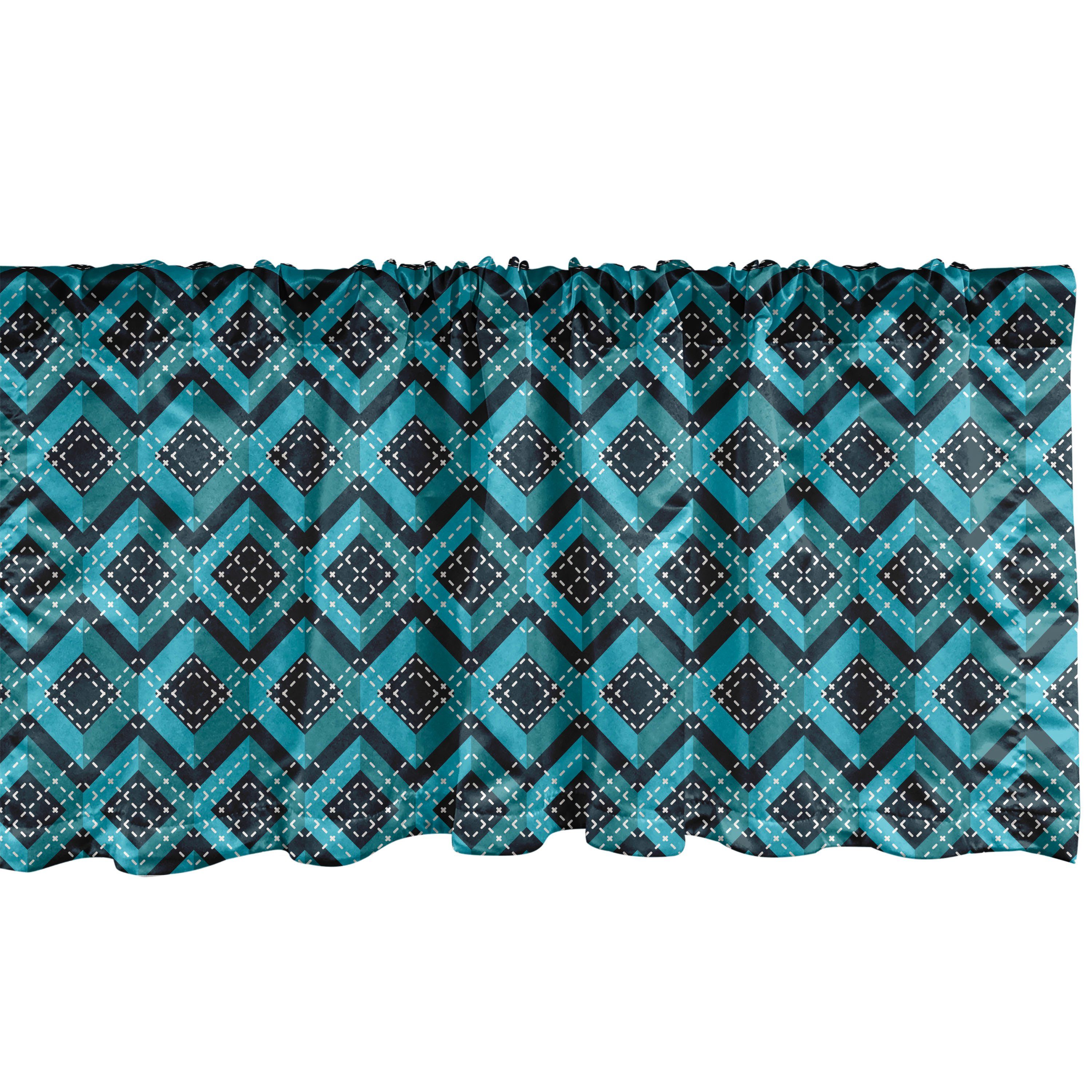 Scheibengardine Vorhang Volant für Küche Schlafzimmer Dekor mit Stangentasche, Abakuhaus, Microfaser, Abstrakt Komplexe geometrische Muster