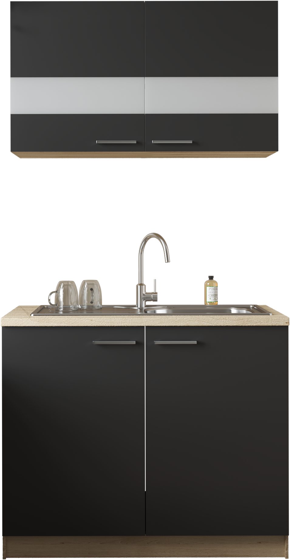 RESPEKTA Pantryküche Merle, Breite 100 cm, mit Soft-Close Funktion, Edelstahlspüle BALTIMORE