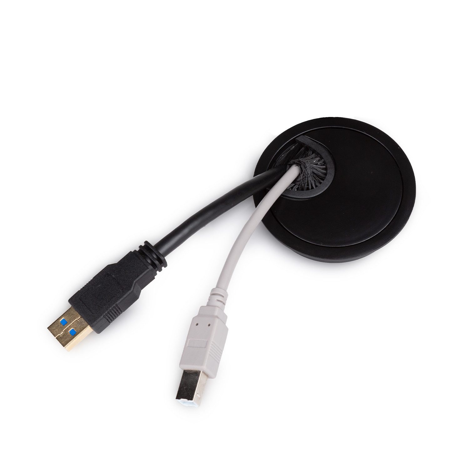 ONECONCEPT Kabelkanal Kabeldurchführung 2er-Set 60 mm Metall Borstendichtung