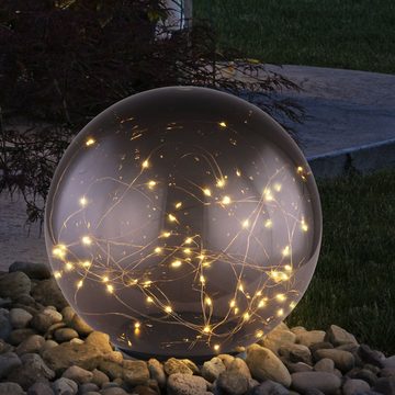 etc-shop LED Außen-Stehlampe, LED-Leuchtmittel fest verbaut, Warmweiß, LED Solar Außen Tisch Steck Lampe Garten Lichterkette Kugel