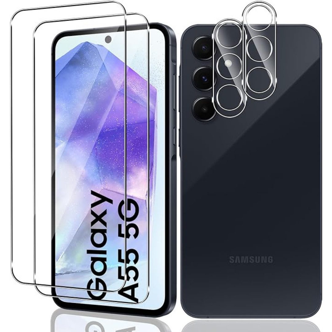 SmartUP Displayschutzglas 2X Schutzglas für Samsung Galaxy A55 5G Panzerfolie Display Kamera 9H, Displayschutzglas, Kameraschutz