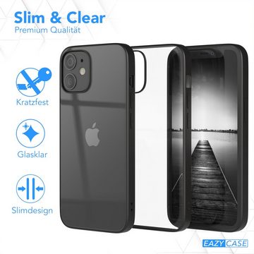 EAZY CASE Handyhülle Bumper Case für Apple iPhone 12 Mini 5,4 Zoll, Hülle Durchsichtig kratzfest Back Cover mit Displayschutz Schwarz