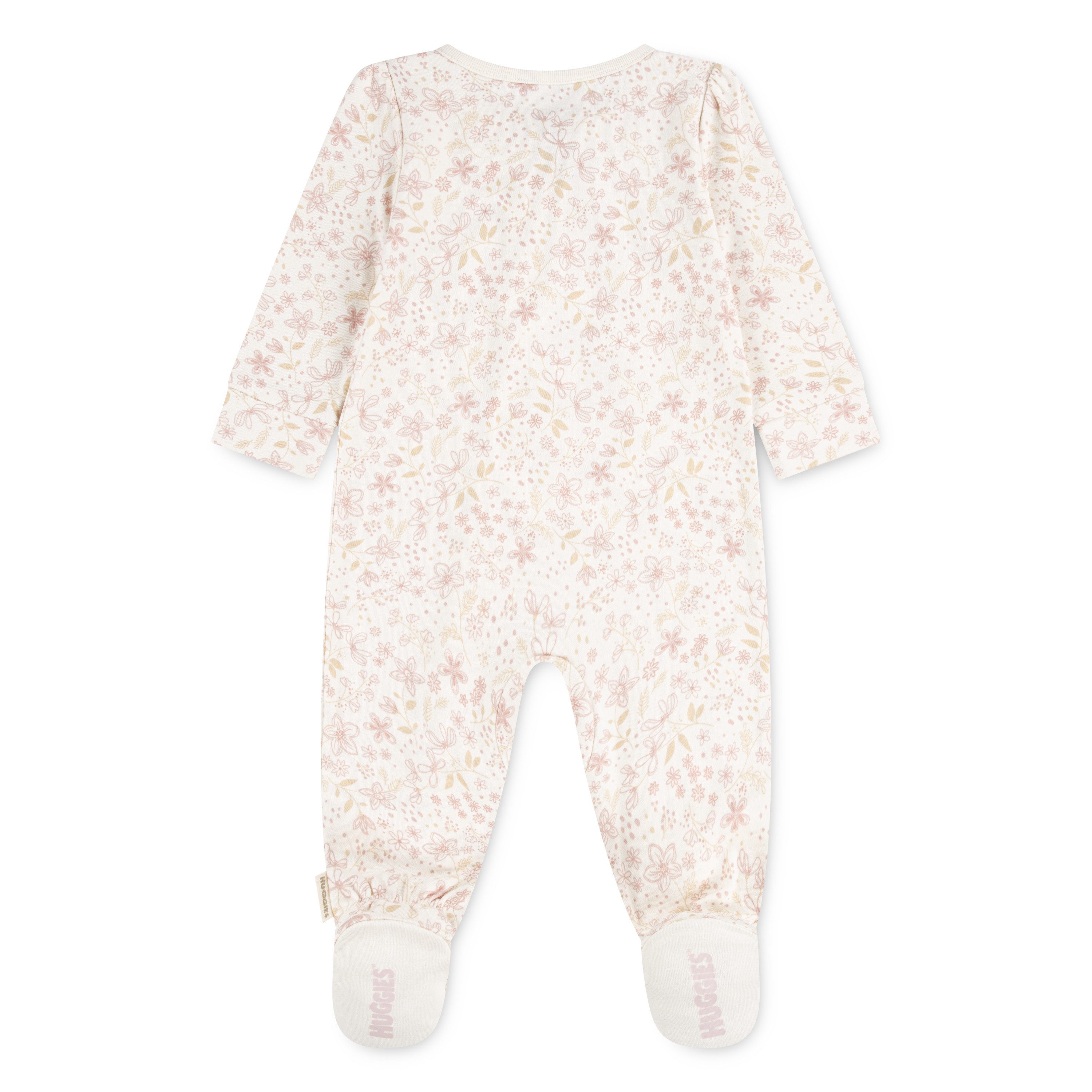 HUGGIES babywear Strampler HUGG FOOTED COVERALL Verdeckter Reißverschluss mit Kinnschutz und floralem Muster