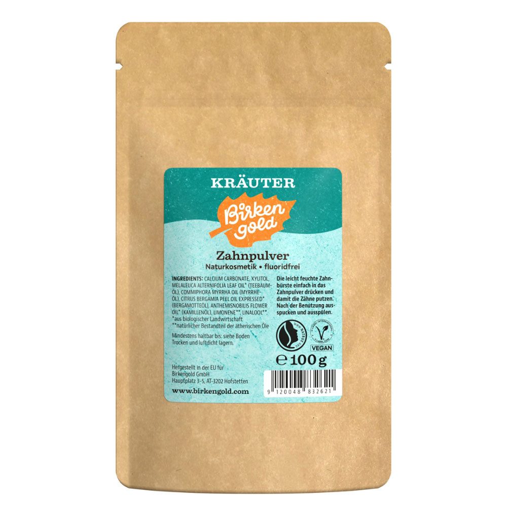 Birkengold Reinigungsbürste Zahnpulver Kräuter, Gold, 100 g