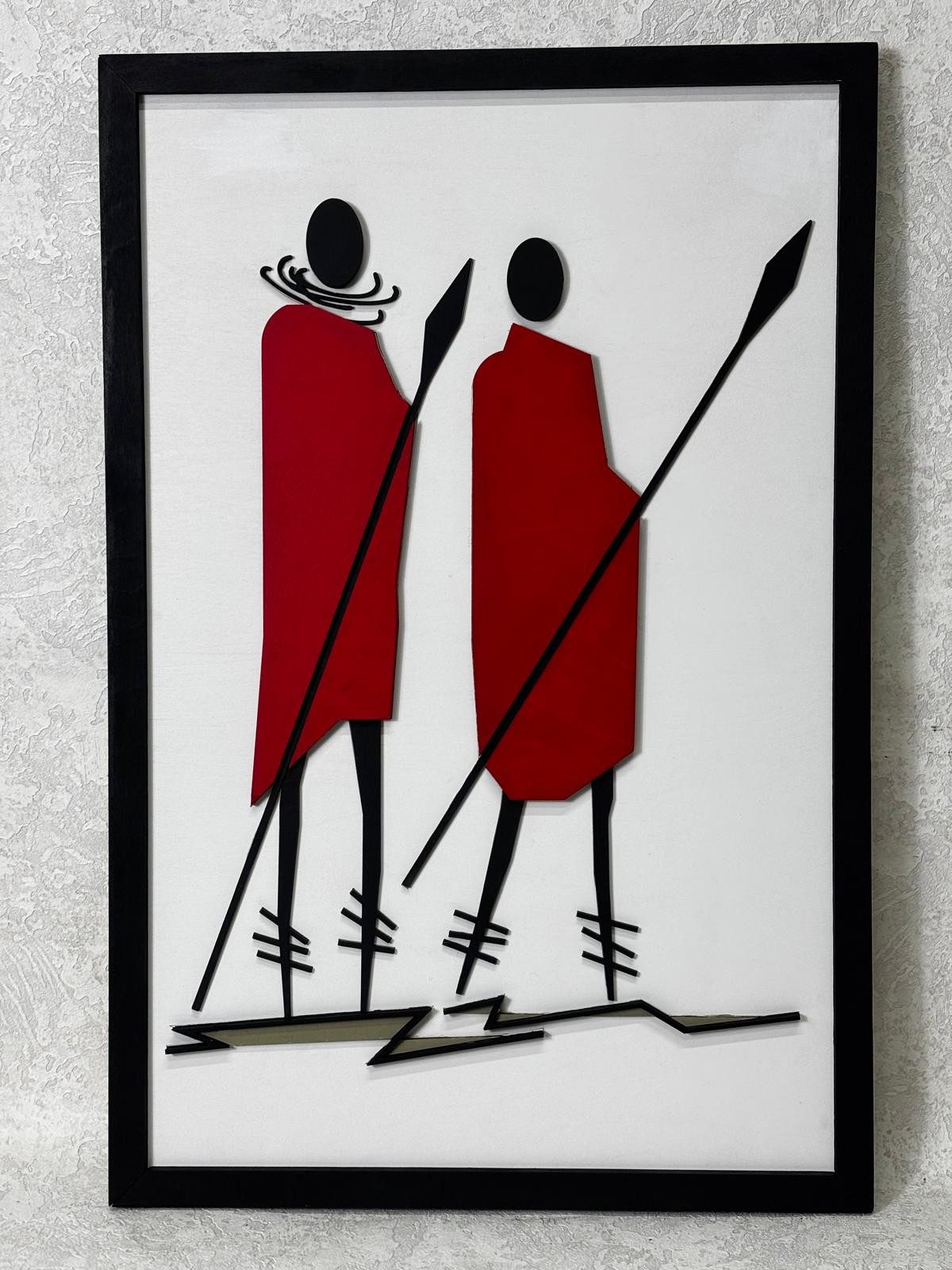 LD Wood Wanddekoobjekt LD Wood – African Tribe, Farben: Weiß/ Schwarz/ Rot
