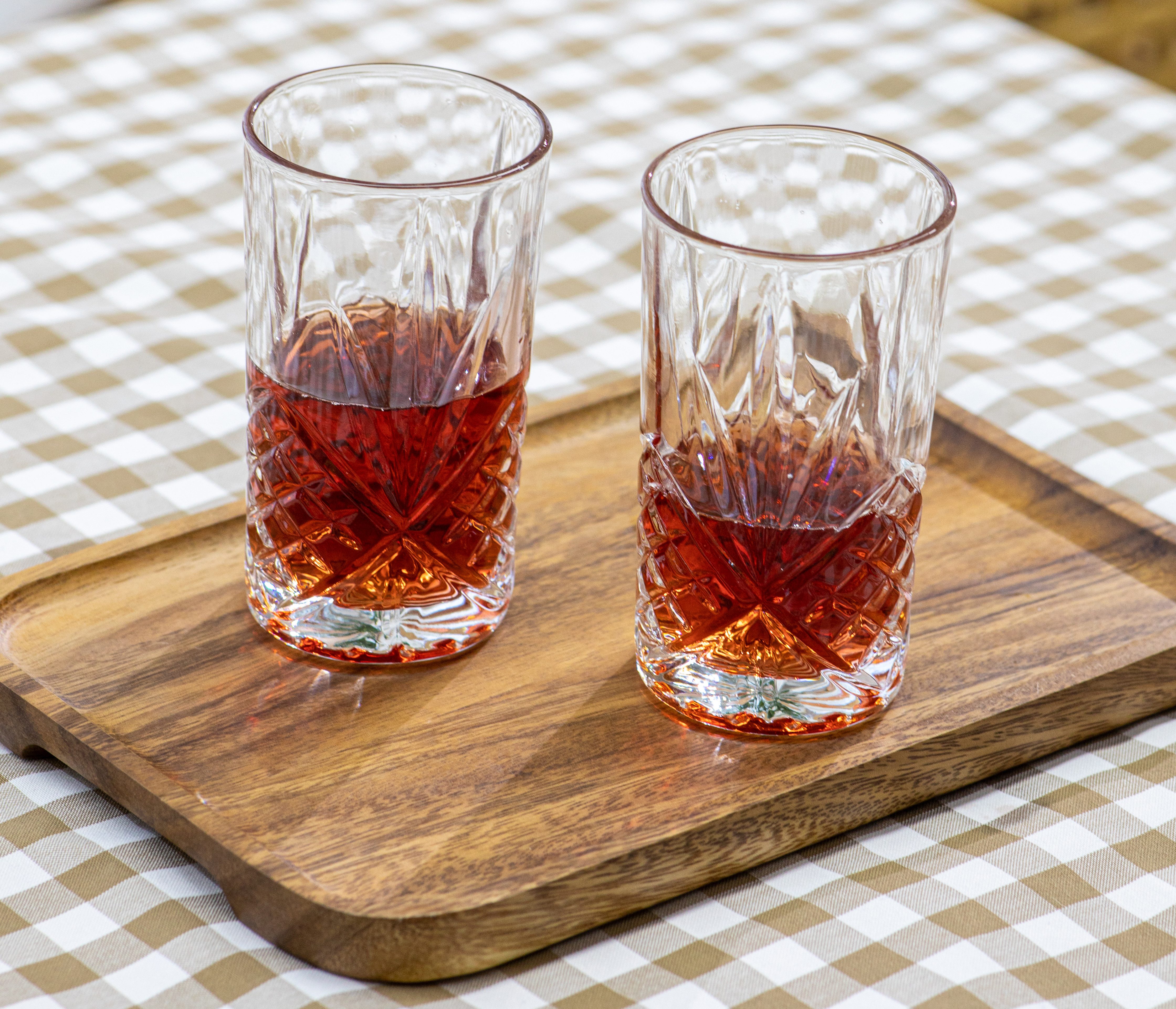 ECHTWERK Longdrinkglas Highball-Gläser Set, 350ml, 6-tlg., Glas, mit Schliffoptik und Reliefstruktur