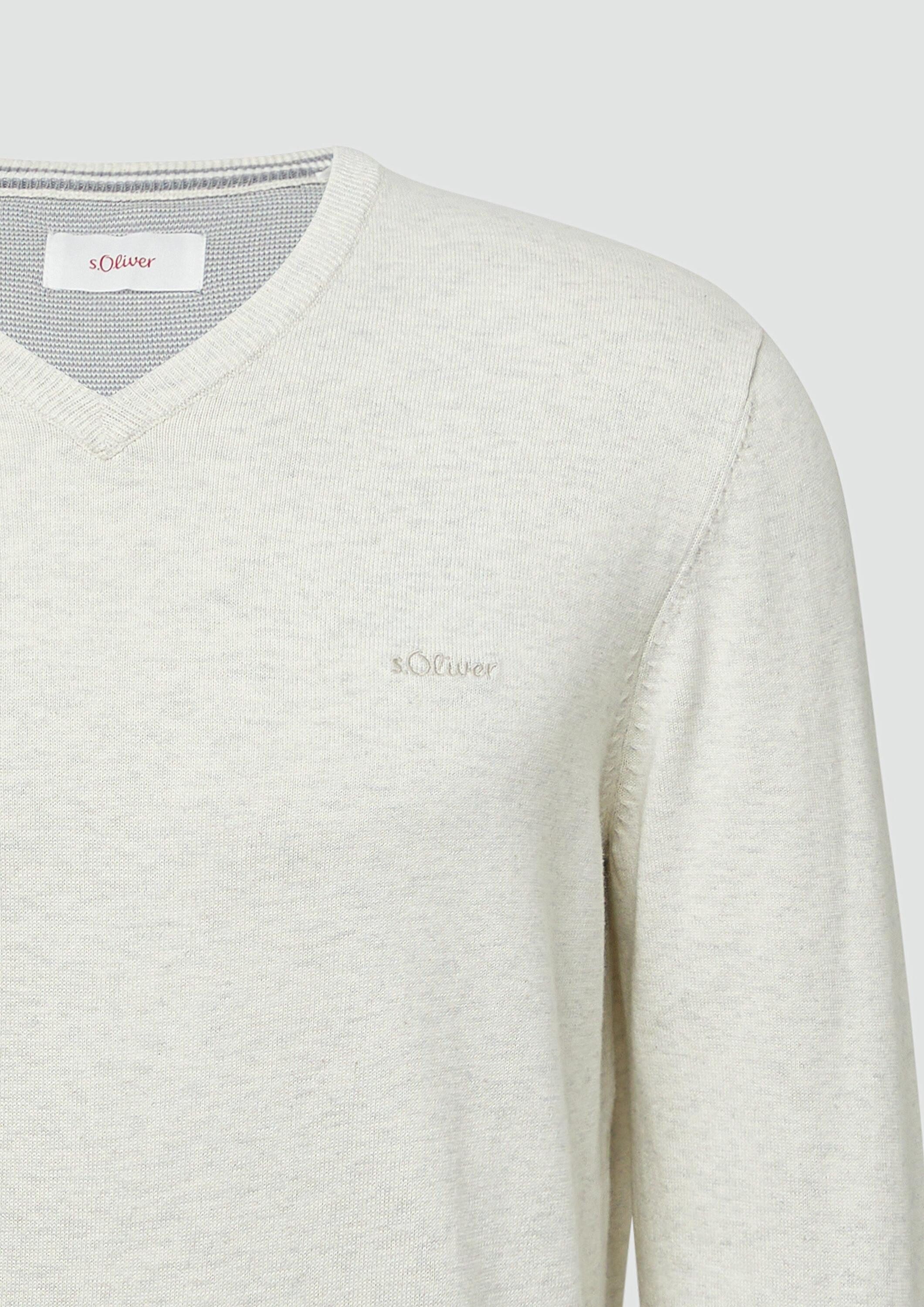 s.Oliver Longpullover Strickpullover Strickpullover mit Logo-Stickerei