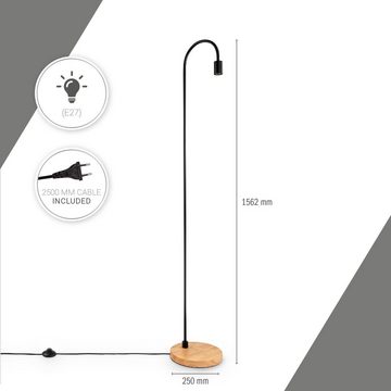 Paco Home Stehlampe WALTER, ohne Leuchtmittel, Bogenlampe Industrial LED Wohnzimmer Skandi Minimalistisch Holz Fuß
