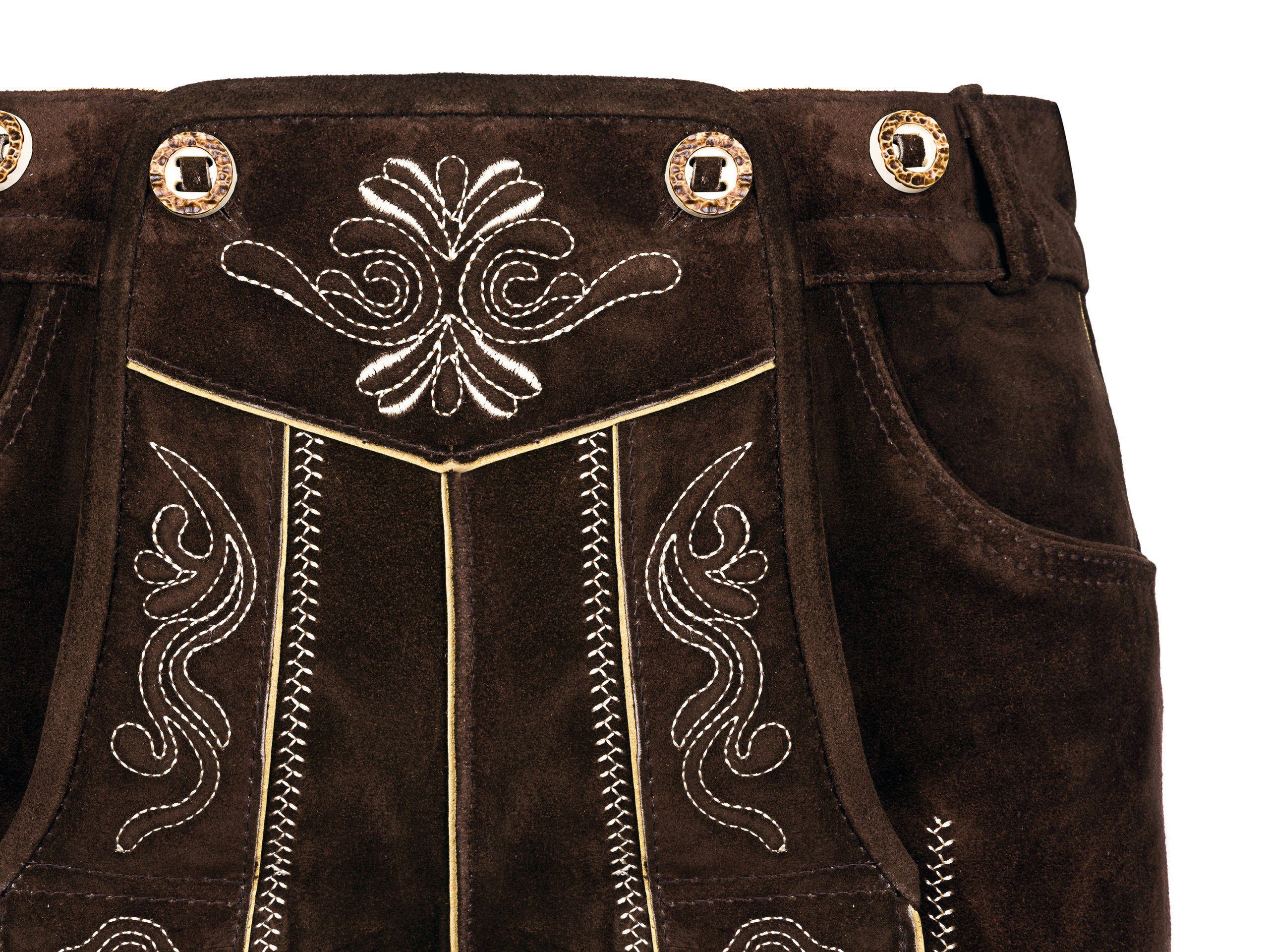 Almbock Trachtenlederhose Trachtenhose Herren Marinus (2-tlg) schokobraun