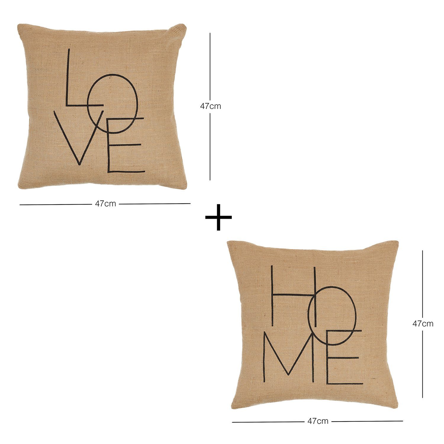 textile, Bedruckt Jute-Kissenhülle Love+Home mit 2er 2er-Pack Ocean Kissenbezug Set, Muster Home