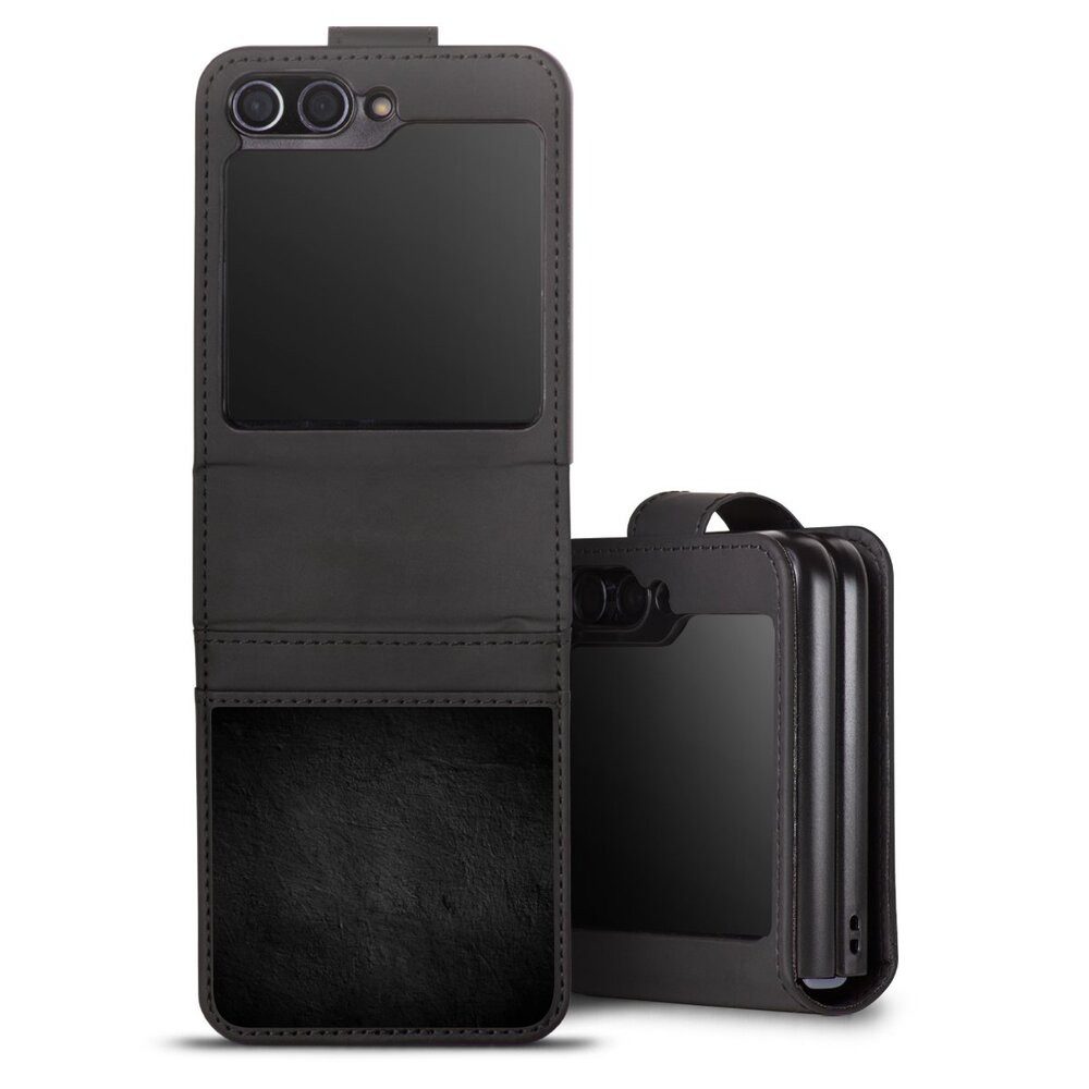 DeinDesign Handyhülle Beton Wand Stein Betonwand schwarz, Samsung Galaxy Z Flip 5 Hülle Handy Flip Case Wallet Cover