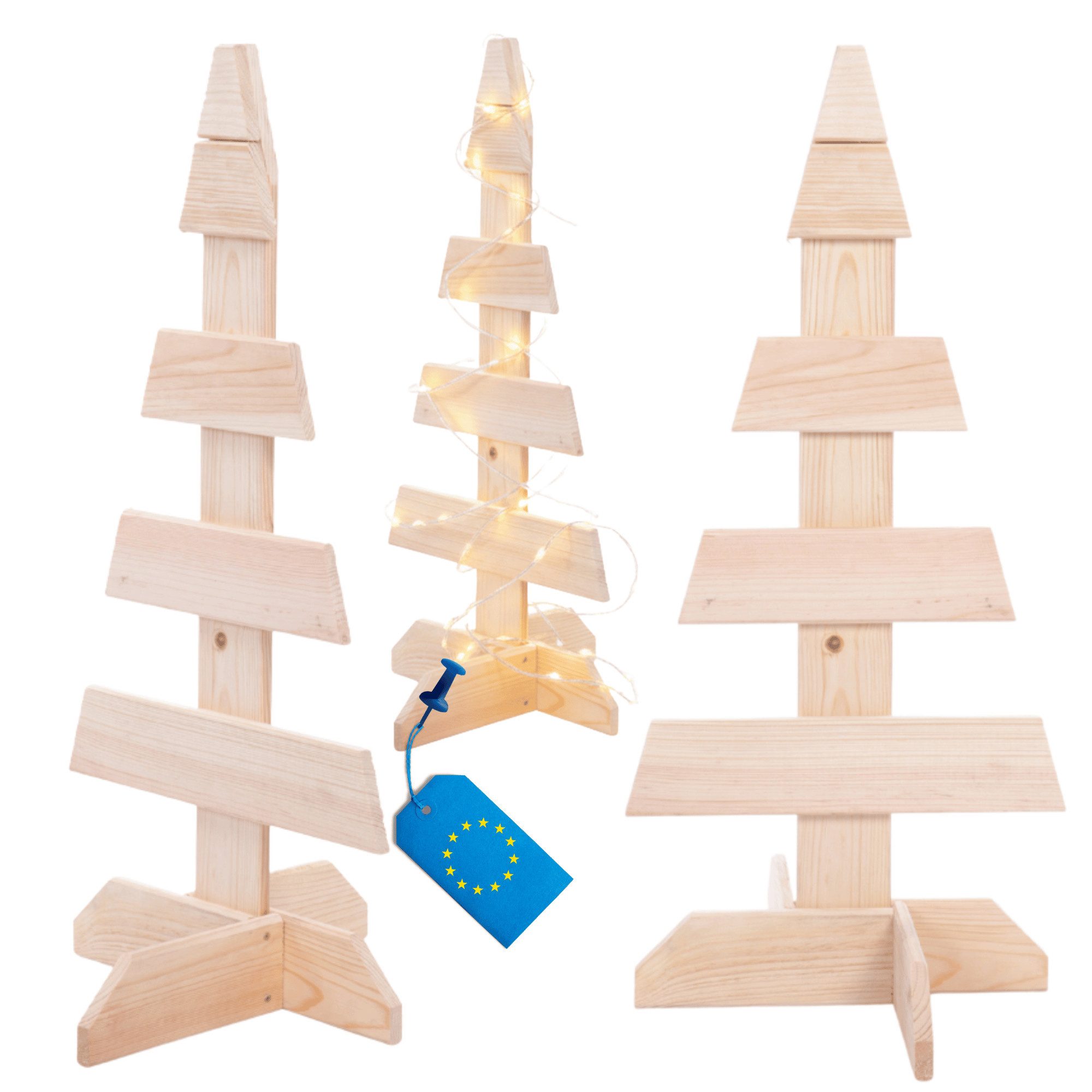 Modo24 Künstlicher Weihnachtsbaum Deko Tannenbaum aus Kiefernholz, in verschiedenen Größen & Farben, Moderne & Klassische, für Innen & Außen, Handgefertigt, 2D & 3D Design