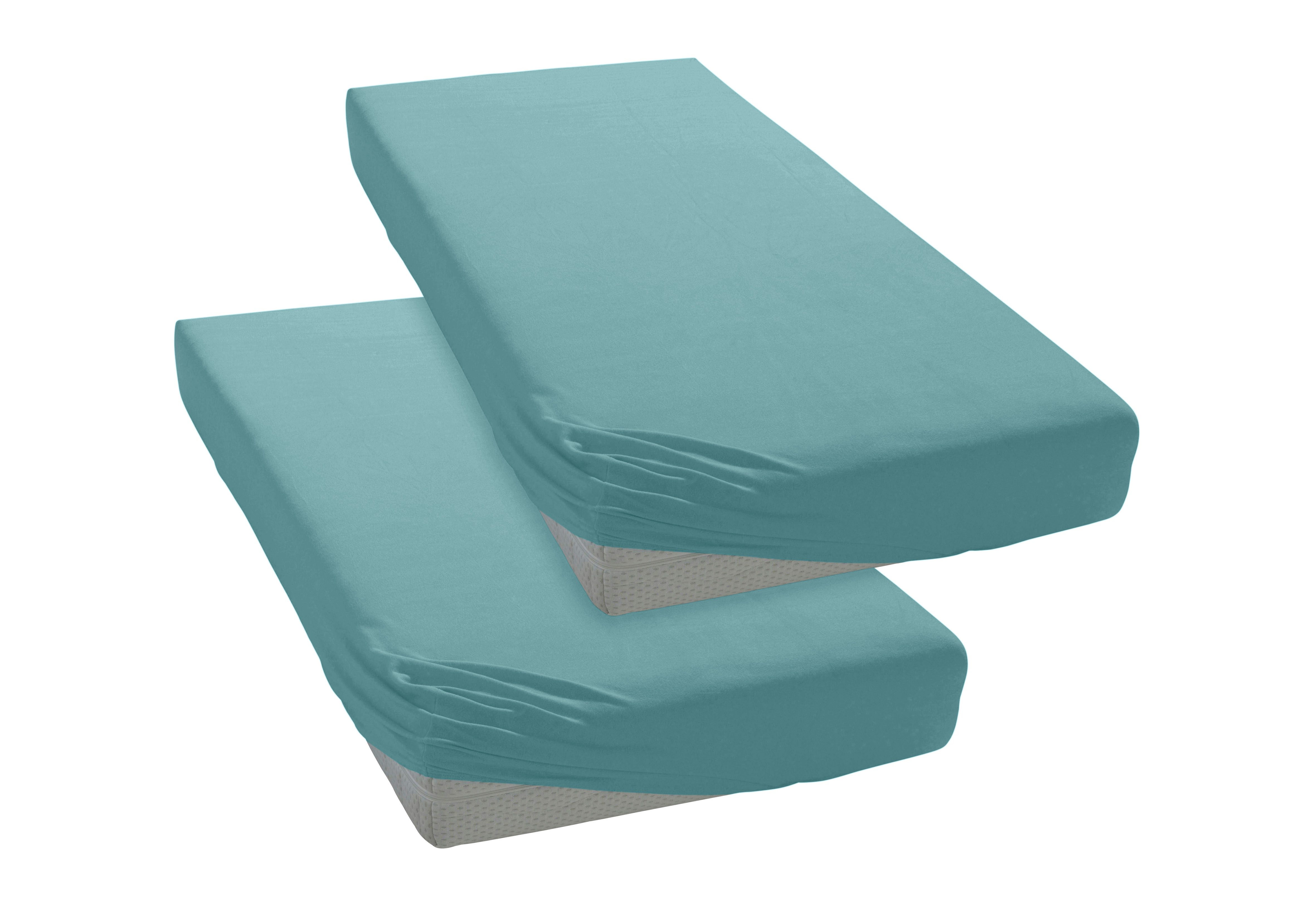 OTTO home Spannbettlaken PHYSALIS Comfort 100% Baumwolle, 150 g/m², Jersey, Gummizug: rundum, (2 Stück), Bettlaken bis 20 cm Matratzenhöhe, weich, bügelfrei, op – Bild 2 von 4
