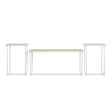 loft24 Wohnzimmertisch Dante (Set, 3-St., 1 Wohnzimmertisch, 2 Beistelltische), Tischplatte in Holzoptik, Metallgestell weiß