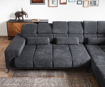 DELIFE Ecksofa Catan, Mikrofaser Anthrazit 295x230 Ottomane rechts Relaxfunktion Ecksofa