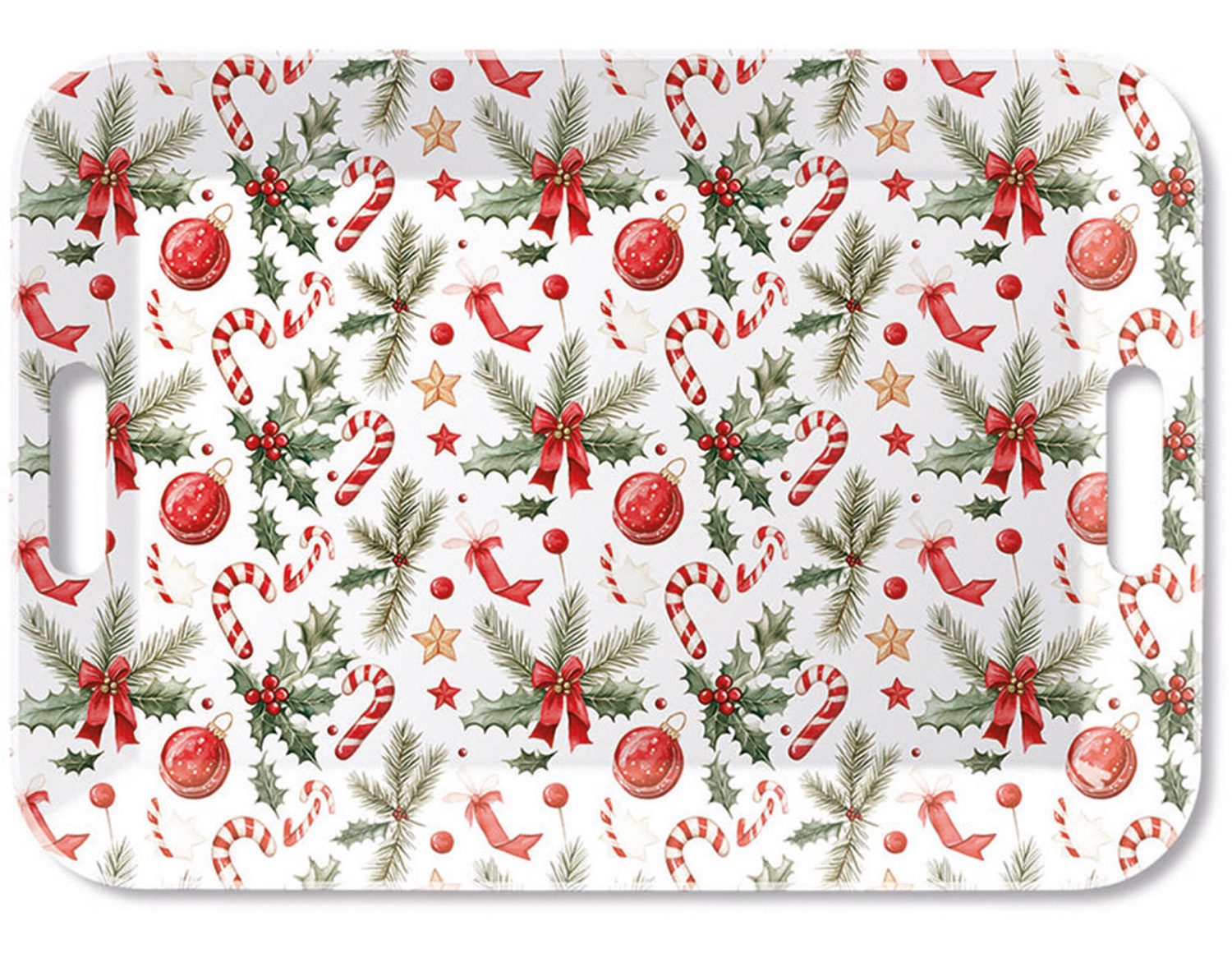 Ambiente® Tablett Christmas elements, Melamin, (1-tlg., 1-teilig), Serviertablett Küchentablett mit Griffen 33x47x2,5cm aus Melamin