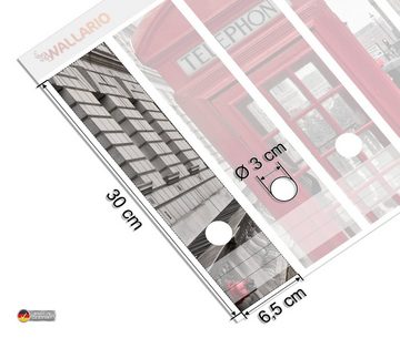 Wallario Etiketten Rote Telefonzelle in London England mit Big Ben, Ordnerrücken-Sticker in verschiedenen Ausführungen