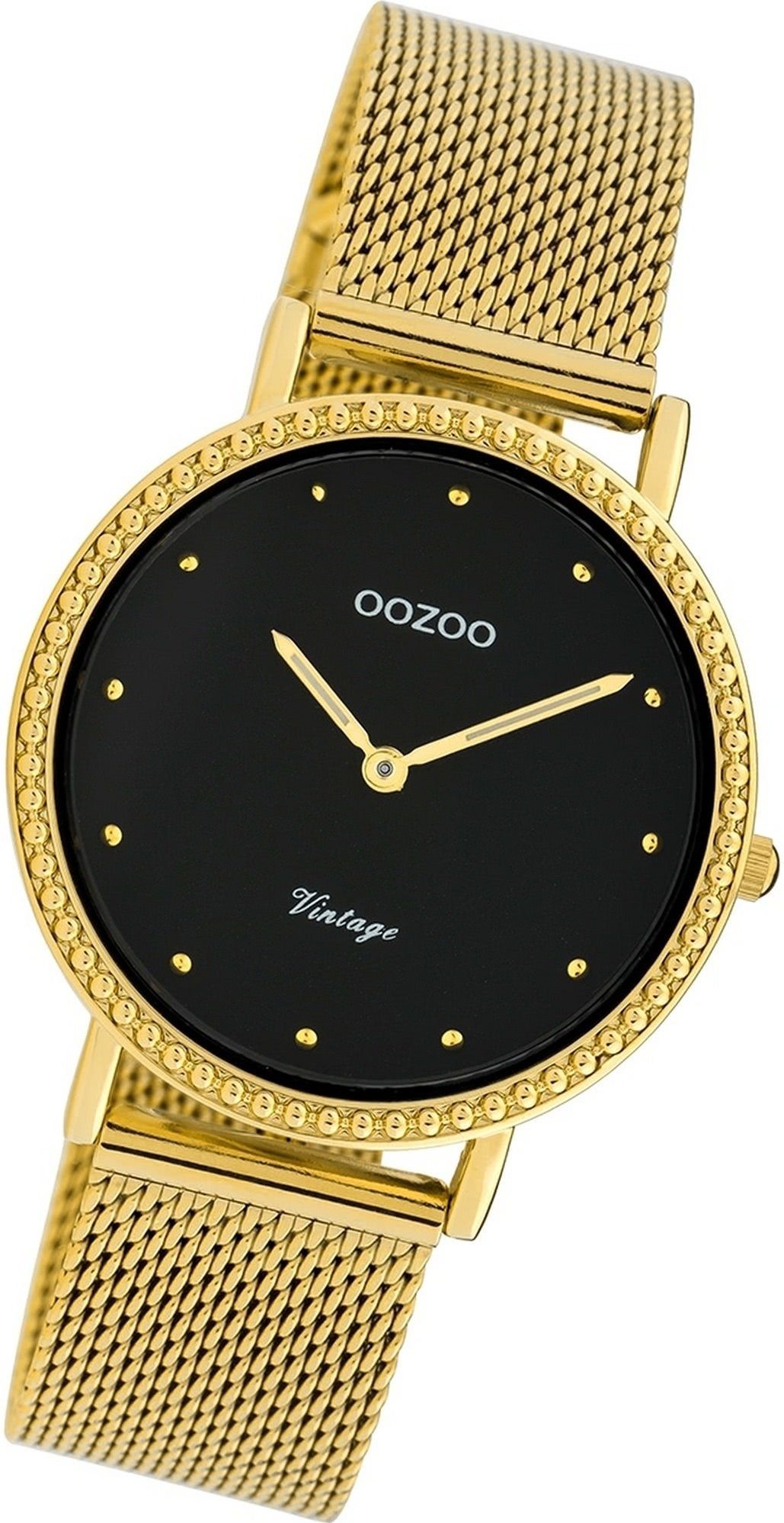 OOZOO Quarzuhr Oozoo Edelstahl Damen Uhr C20055, Damenuhr Edelstahlarmband gold, rundes Gehäuse, mittel (ca. 34mm)