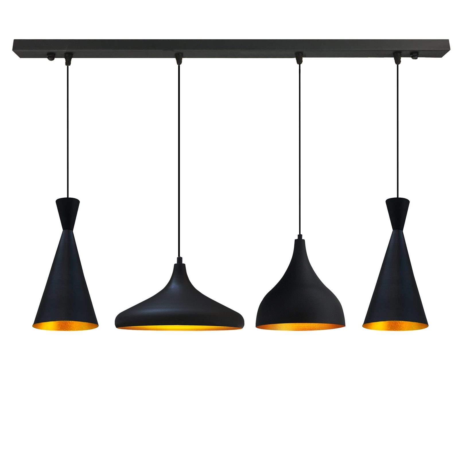 Bamyum Pendelleuchte Bamyum Pendelleuchte I Magna I 4 Flammig Schwarz Vintage Lampe, ohne Leuchtmittel