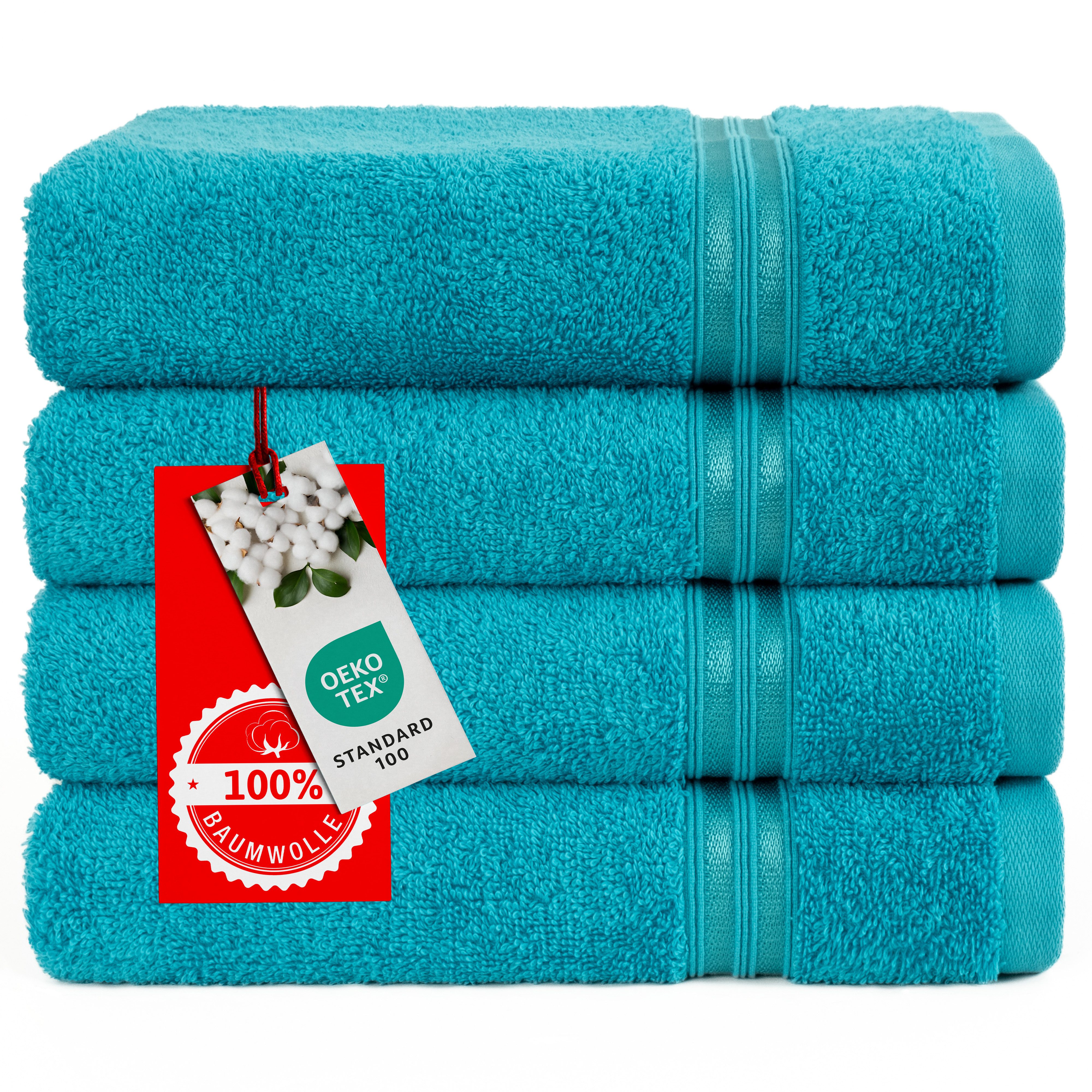 HAMMETEX Handtuch Set 4er Set Handtücher 50x100 cm, 100% Baumwolle, Weich & Saugstark, Frottier (Set, 4-St), mit Bordüre, einfarbig, weich