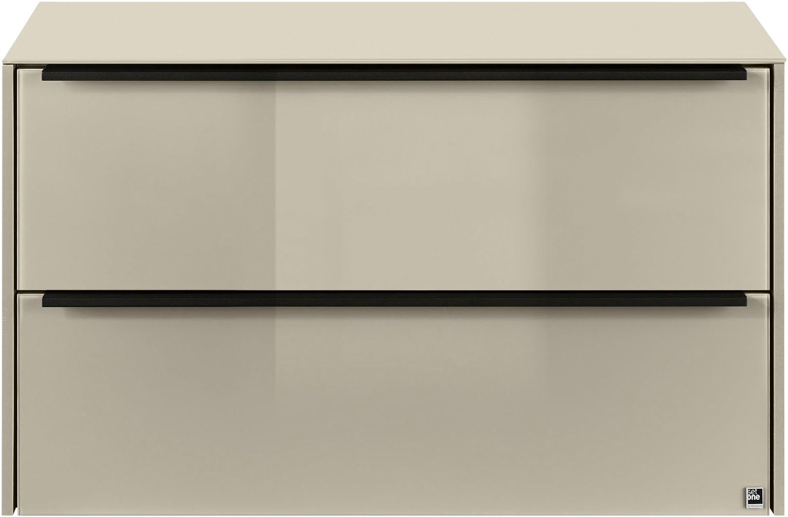 set one by Musterring Lowboard reno-Dielen (1 St), Mit 2 Schubkästen und Glasfronten in 2 Farben, B72 x H44 x T32 cm