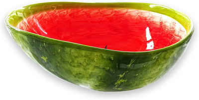 Lashuma Salatschüssel Melone, Keramik, (1-tlg), Handbemalte Servierschale in Melonen Optik Ø 25 cm