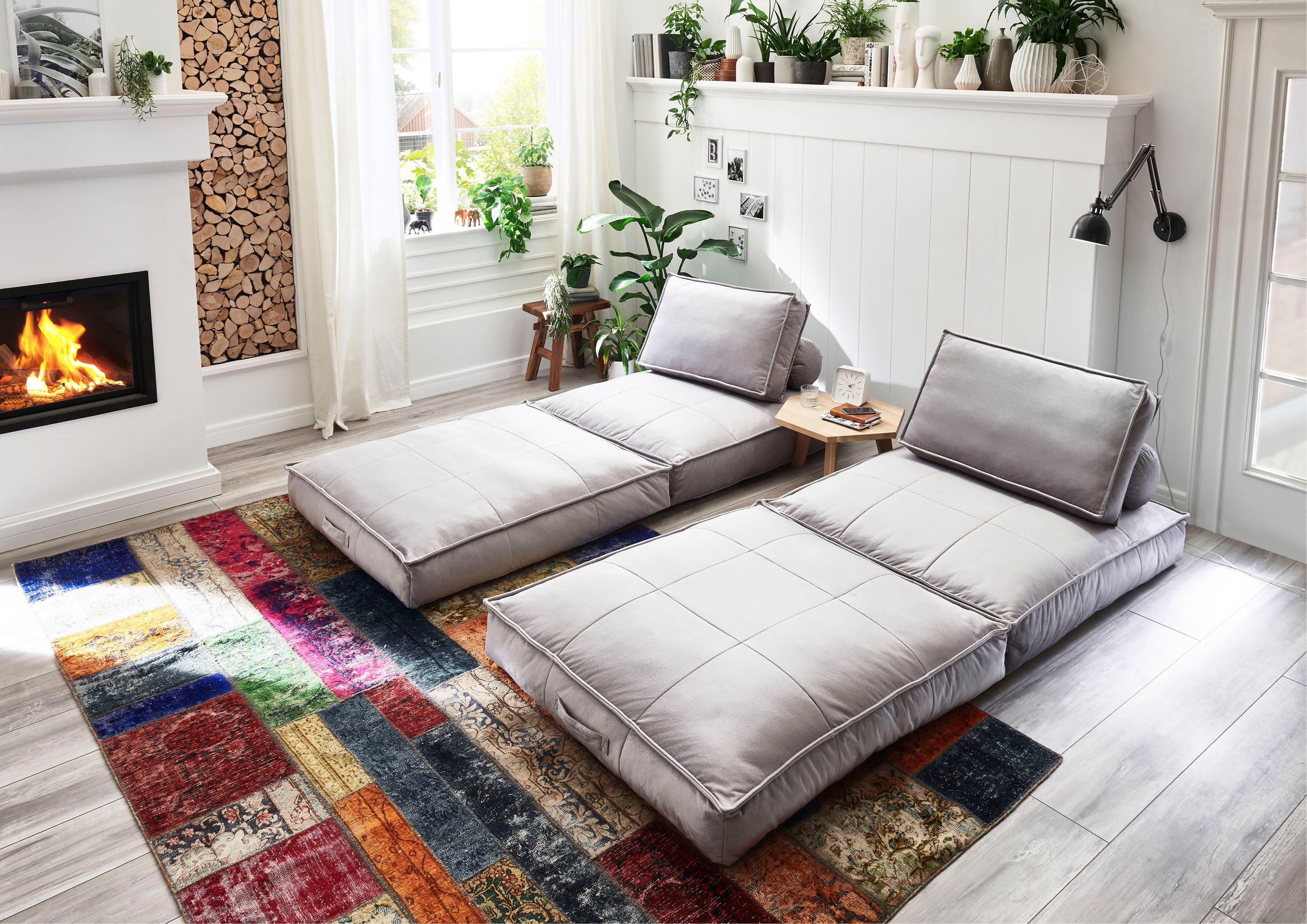 ATLANTIC home collection XXL-Sessel | Miro, XXL-Sessel zum wandelbar hellgrau Gästebett hellgrau