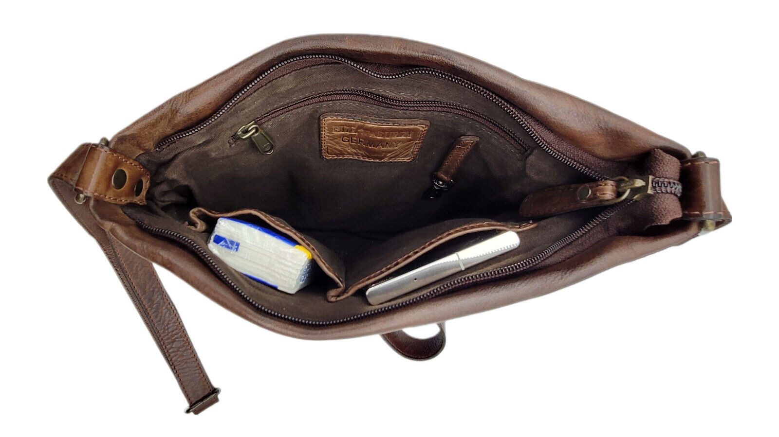 Hill Burry Schultertasche echt Leder Damen Handtasche aus edlem Waschleder