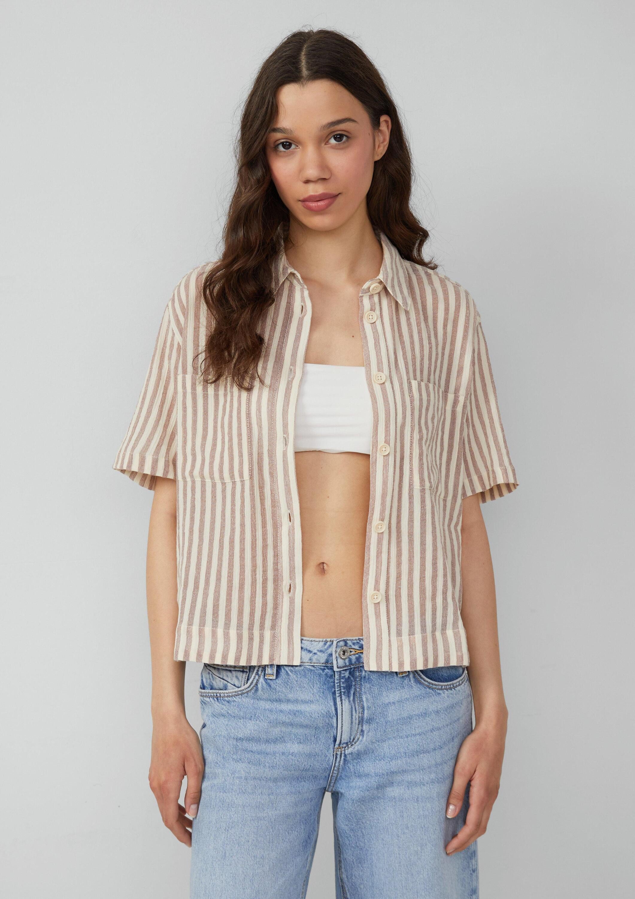 QS Kurzarmbluse Bluse Baumwollbluse mit aufgesetzten Taschen günstig online kaufen