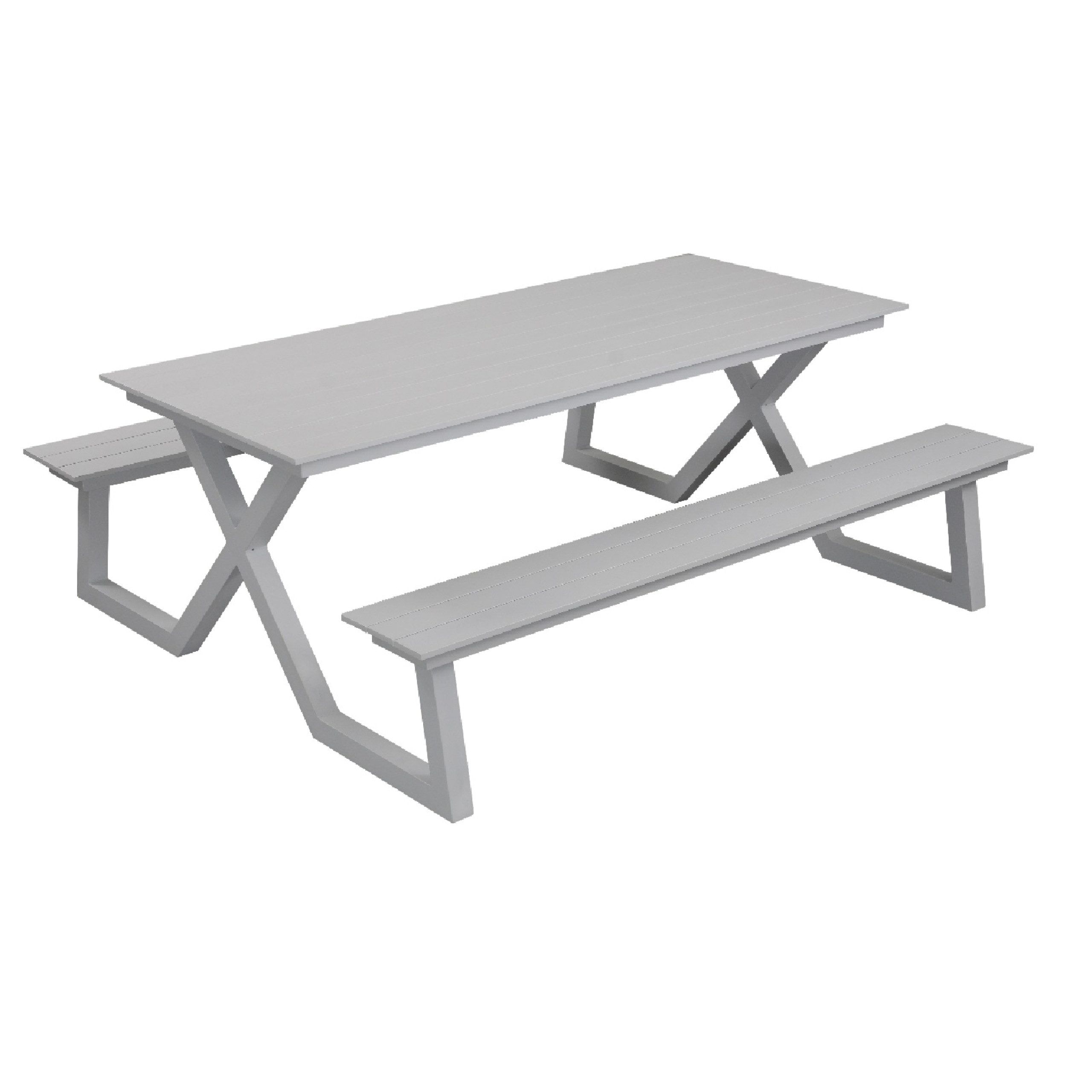 Inko Sitzgruppe Inko Cebu Sitzgruppe Tisch mit 2 Bänken Alu Picknickbank 200x174x75