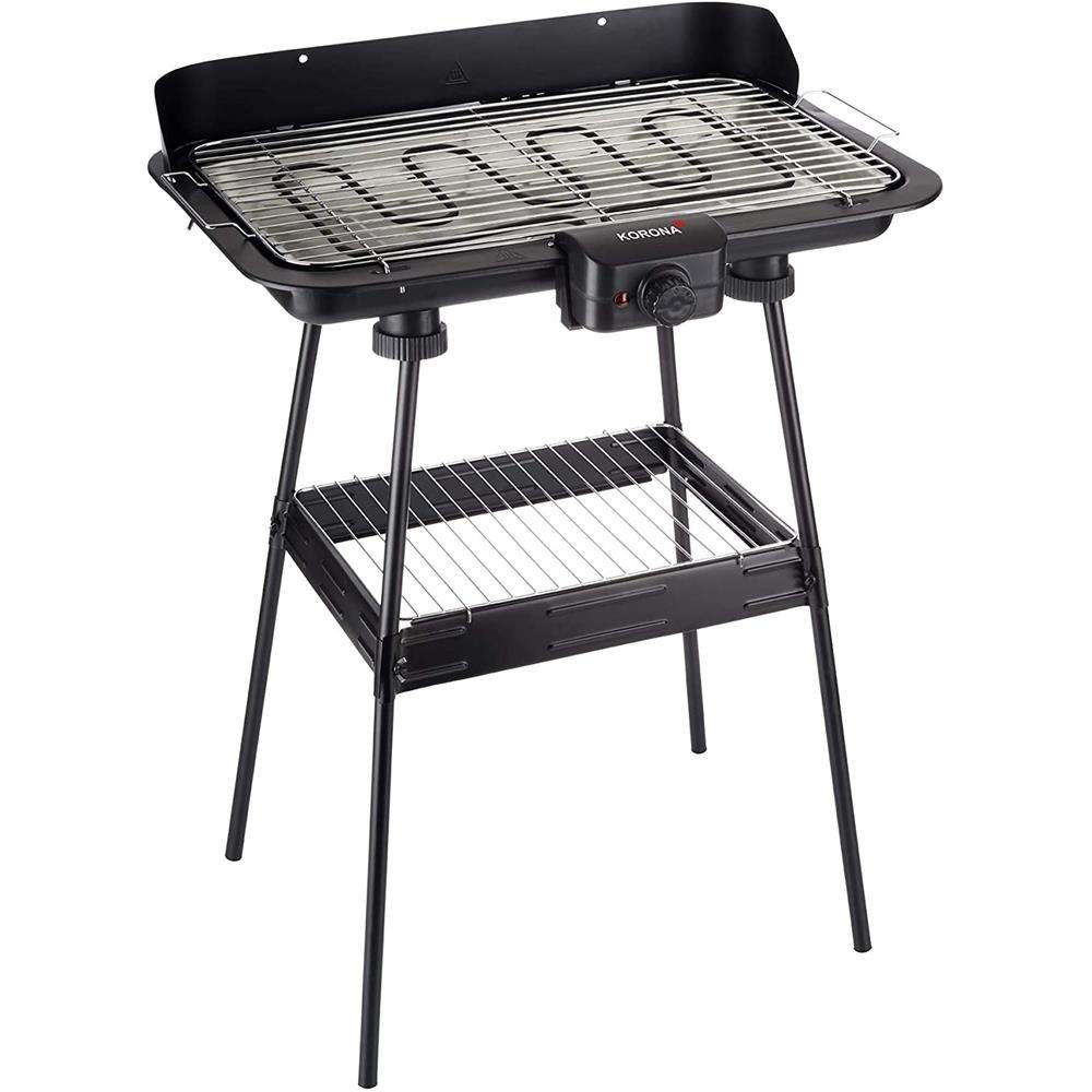 KORONA Elektro-Standgrill 46221 Elektrischer Standgrill / Elektrogrill mit Windschutz, XXL Grillrost, große Grillfläche, 2200W, als Tischgrill verwendbar