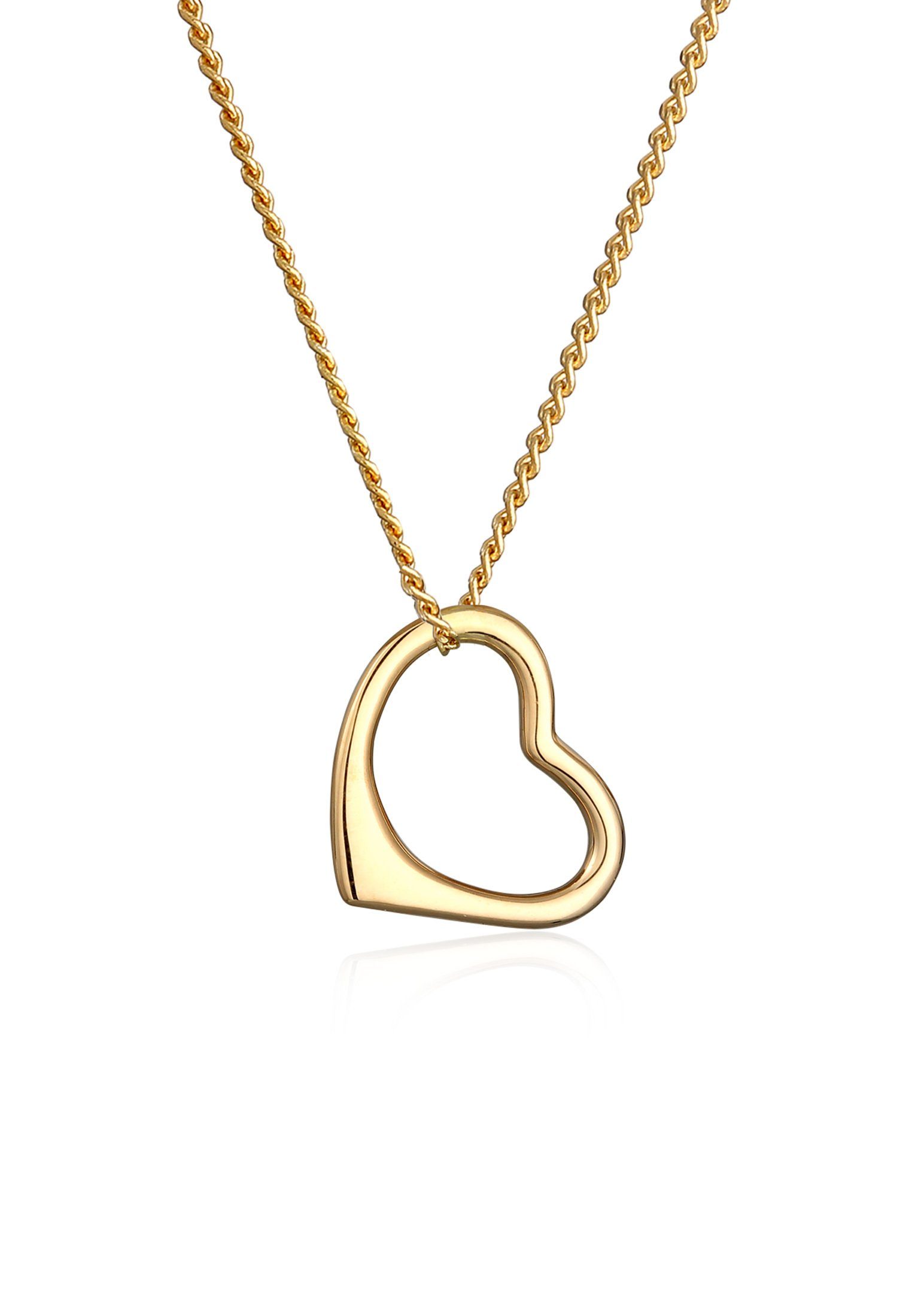 Elli Premium Kette mit Anhänger Herz Liebe Klassisch Hochwertig 585 Gelbgold