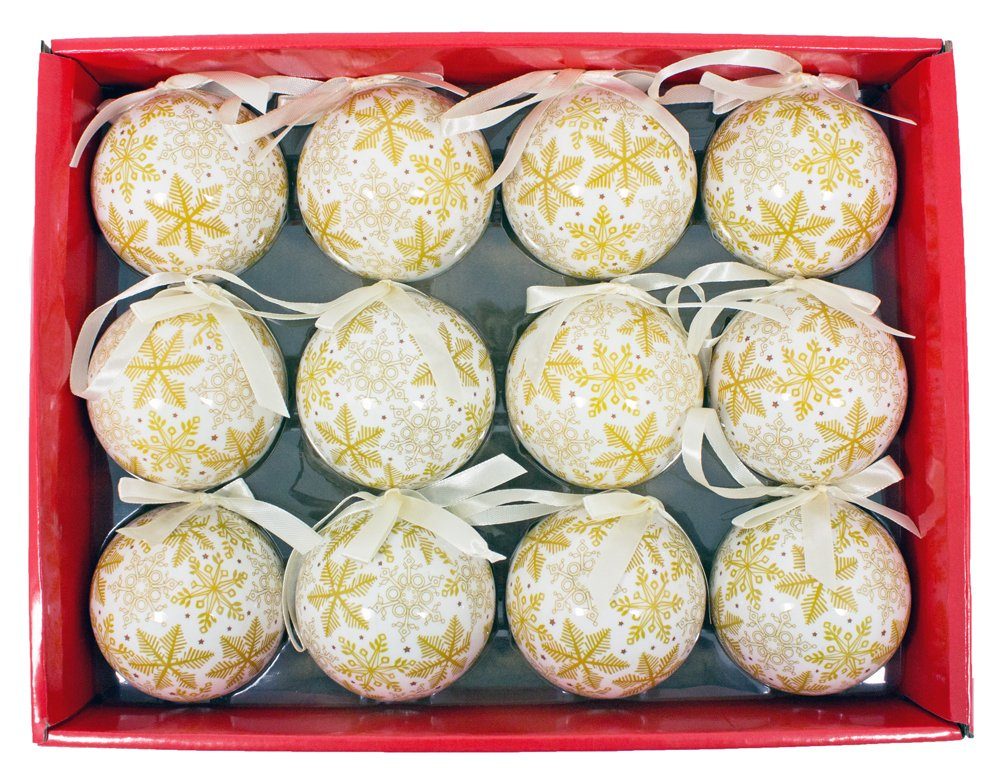 Trachtenland Weihnachtsbaumkugel Kunststoff Weihnachtskugeln 6cm 12-tlg. - Schneefl