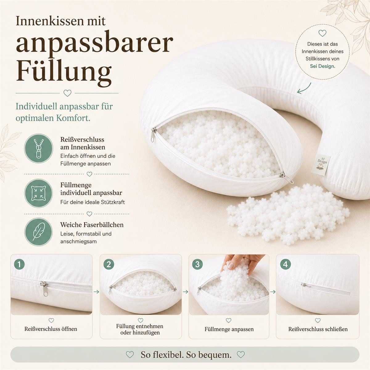 SEI Design Stillkissen Seitenschläferkissen XXL Schwangerschaftskissen Waffelstoff 190cm Grau, Schwangerschaftskissen mit Bezug, 1-tlg., Schwangerschaftskissen  – Bild 5 von 5
